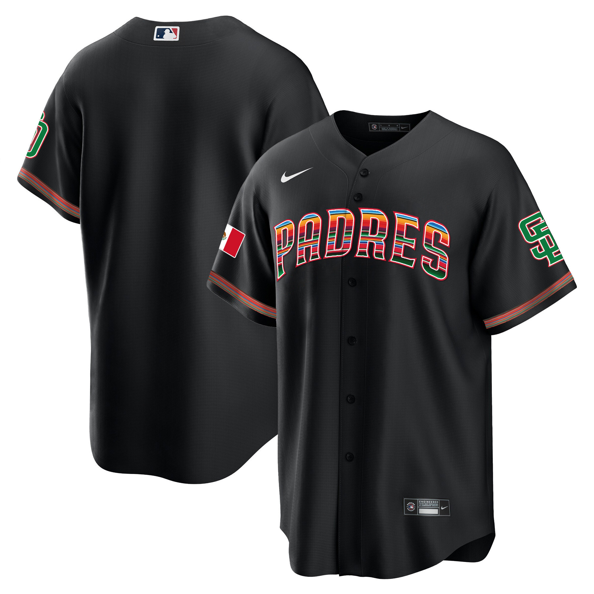 Team Men's San Diego Padres Mexico Cool Base Limited Black Jersey - All Stitched