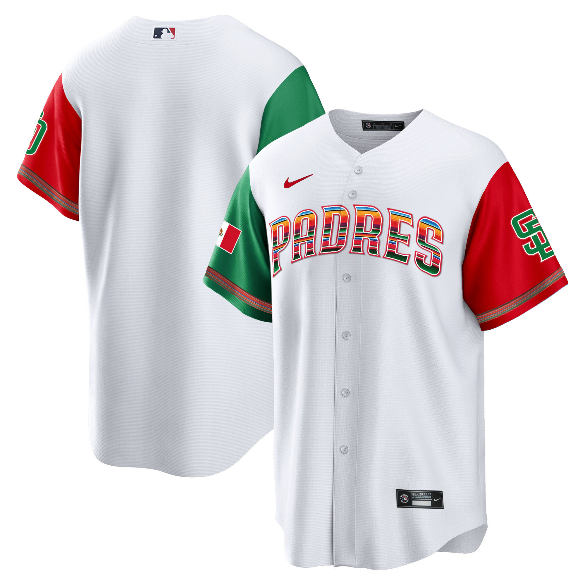 Team Men's San Diego Padres Mexico Cool Base Limited Color Sleeves Jersey - All Stitched