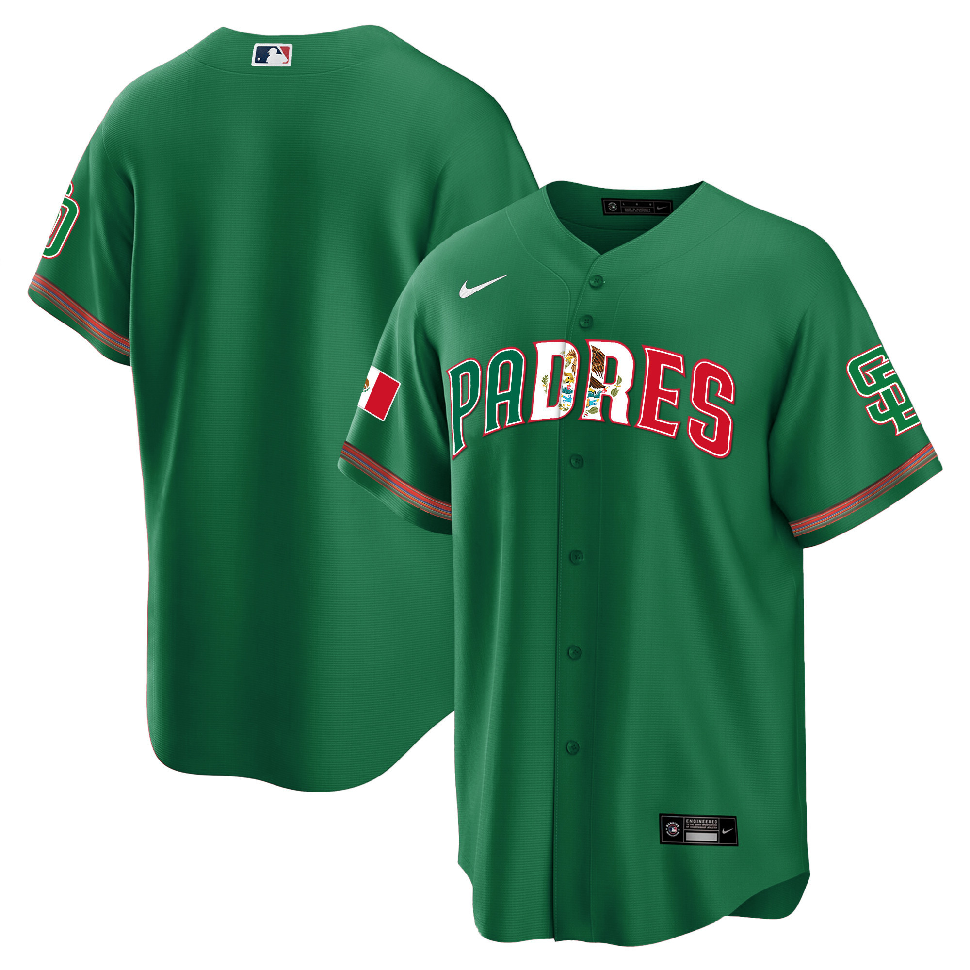 Team Men's San Diego Padres Mexico Cool Base Limited V2 Green Jersey - All Stitched