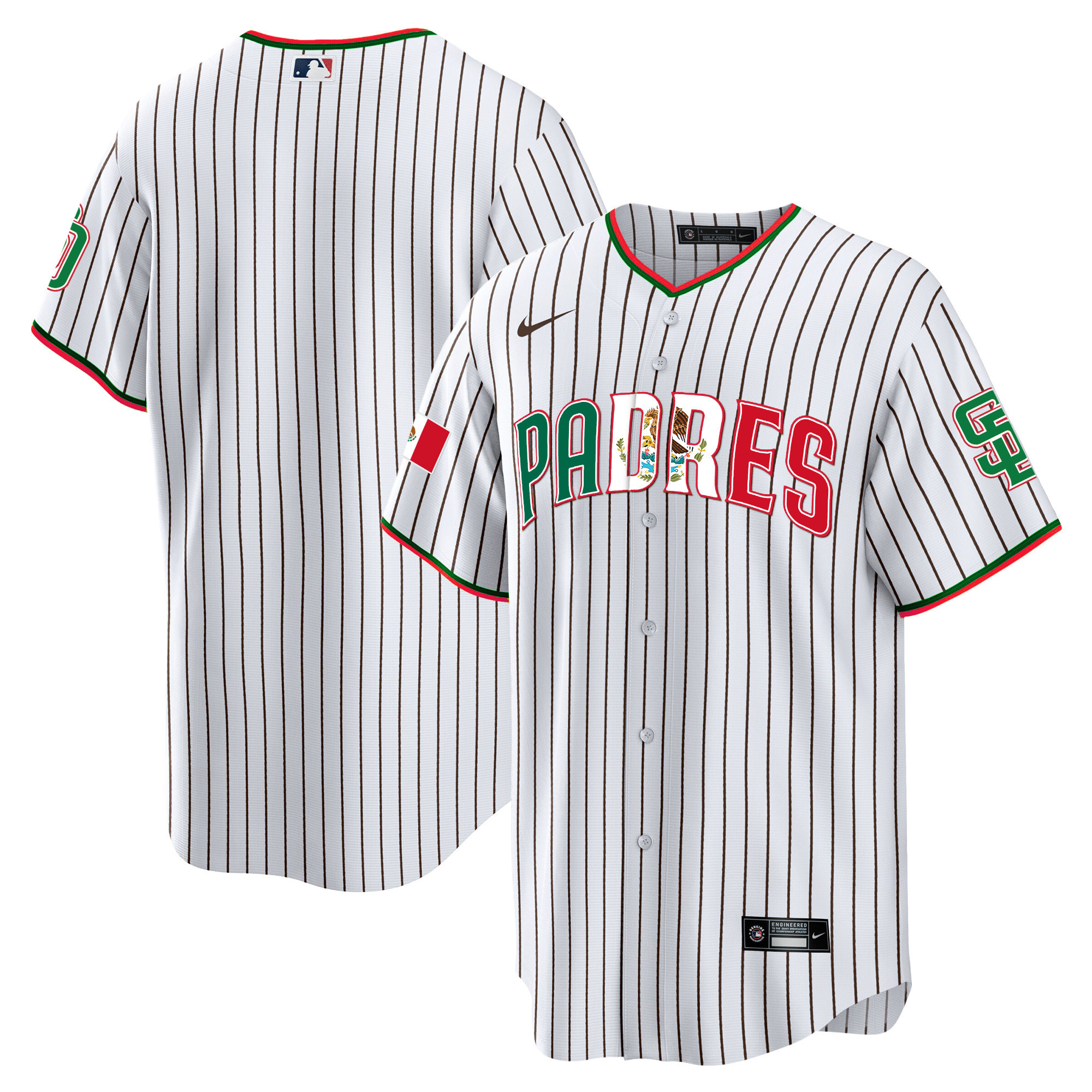 Team Men's San Diego Padres Mexico Cool Base Limited V2 Pinstripe Jersey - All Stitched