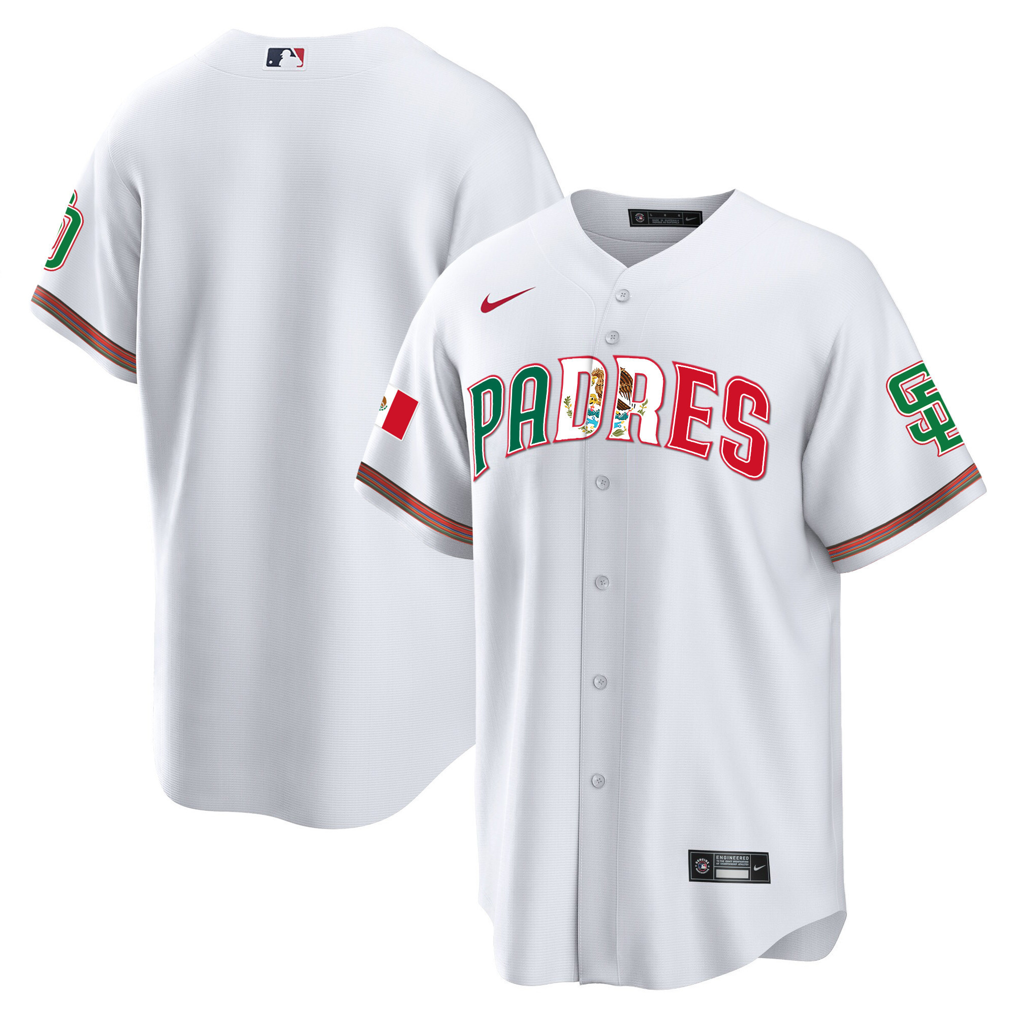 Team Men's San Diego Padres Mexico Cool Base Limited V2 White Jersey - All Stitched