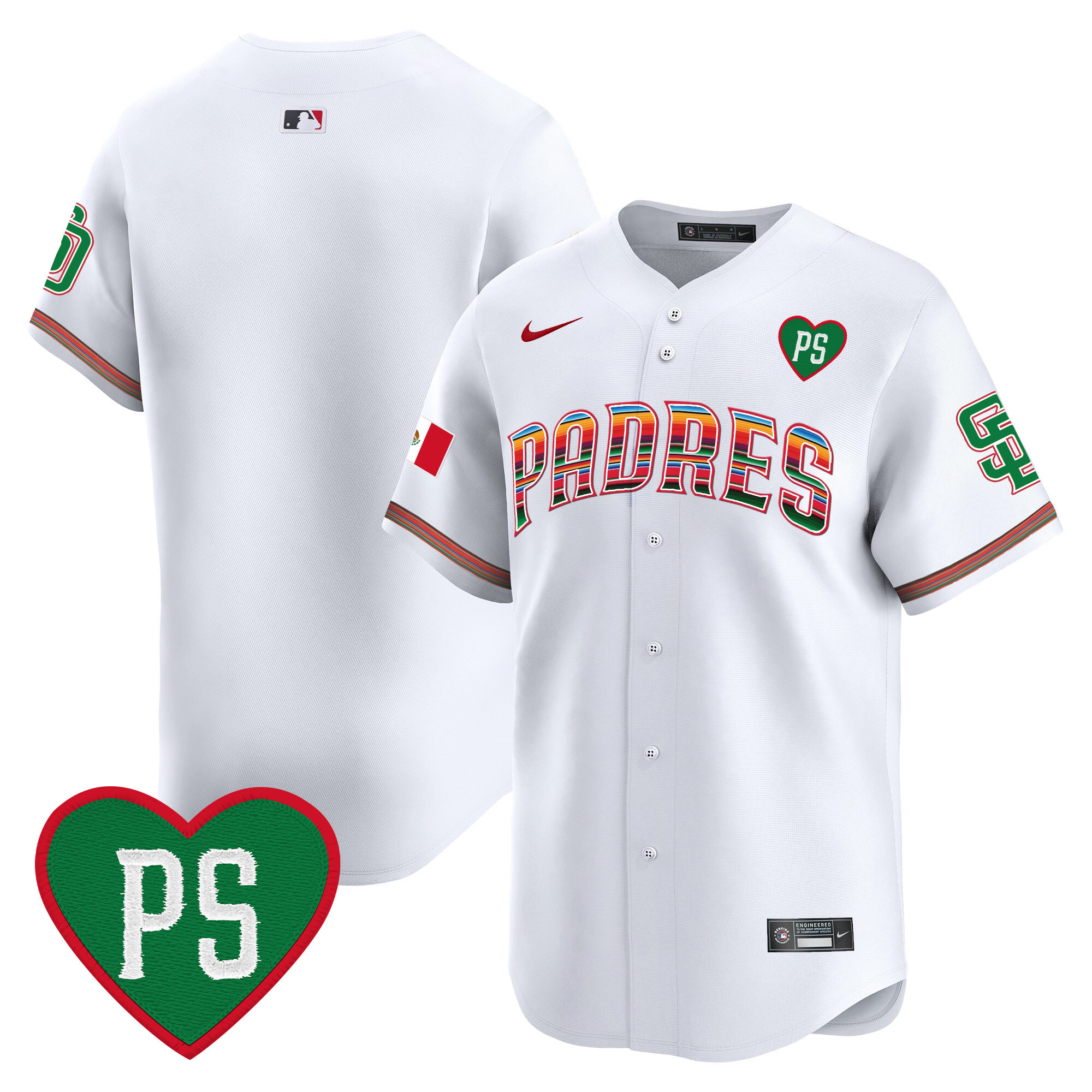 Team Men's San Diego Padres Mexico "For Peter" Patch Vapor Premier Limited White Jersey - All Stitched