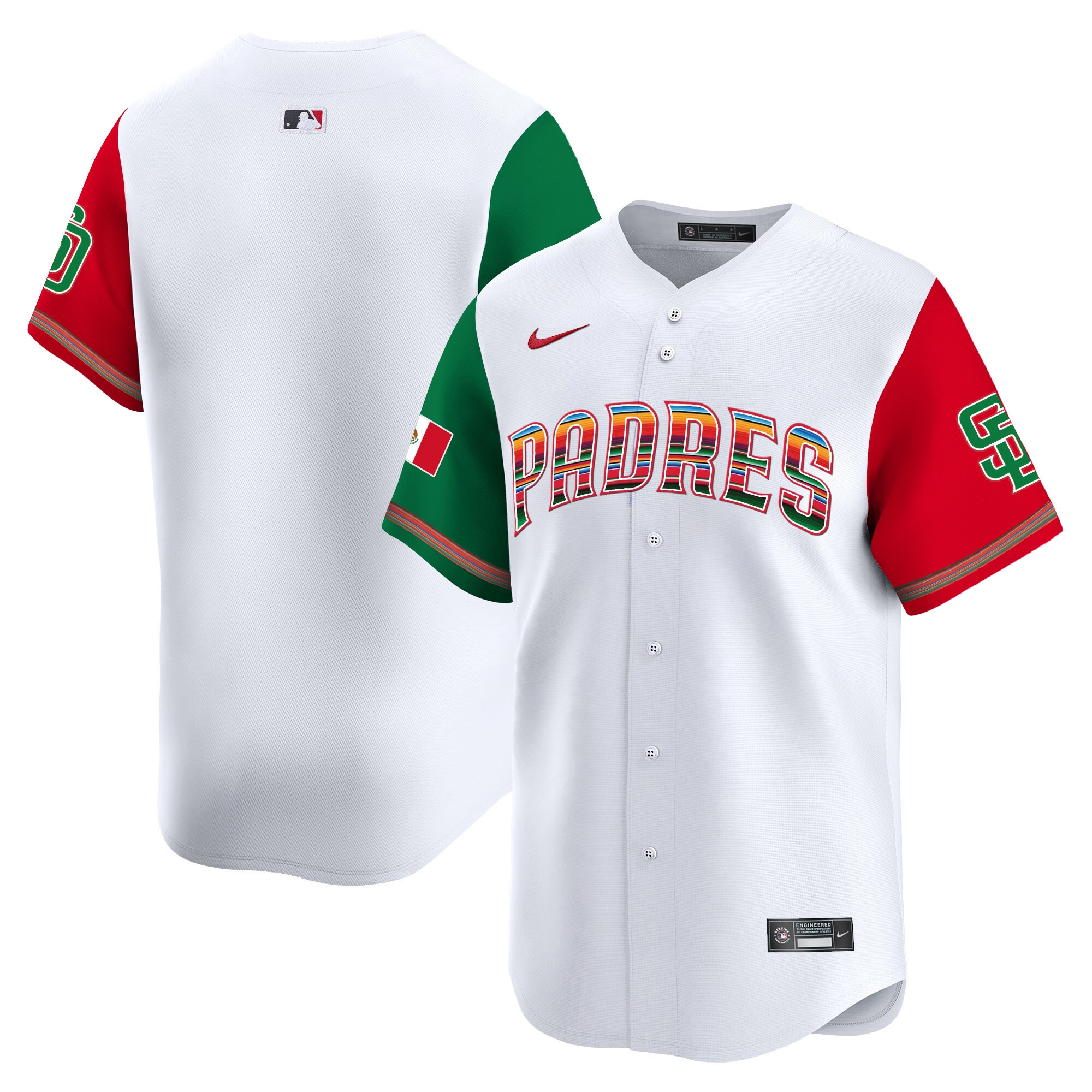 Team Men's San Diego Padres Mexico Premier Limited Color Sleeves Jersey - All Stitched