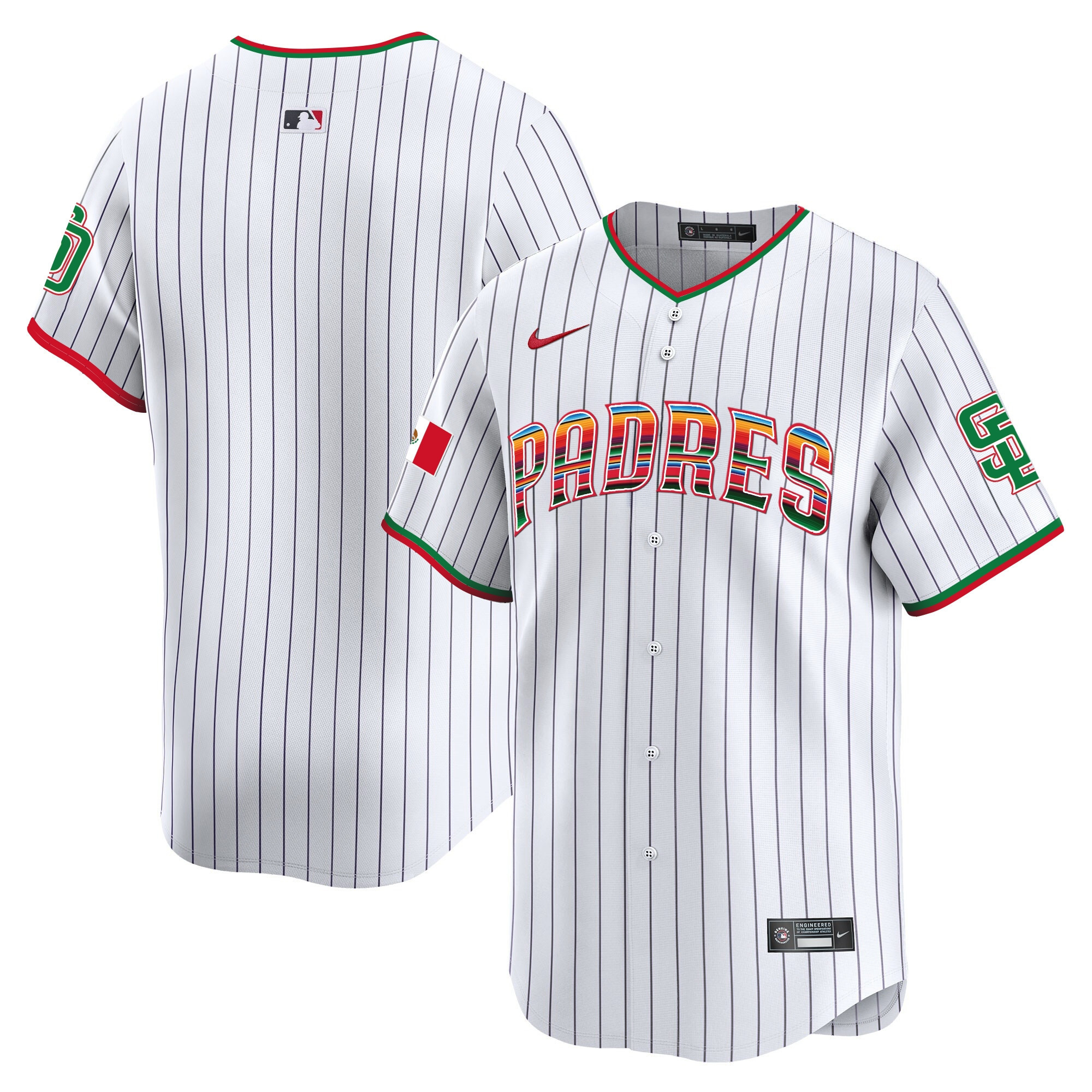 Team Men's San Diego Padres Mexico Premier Limited Pinstripe Jersey - All Stitched