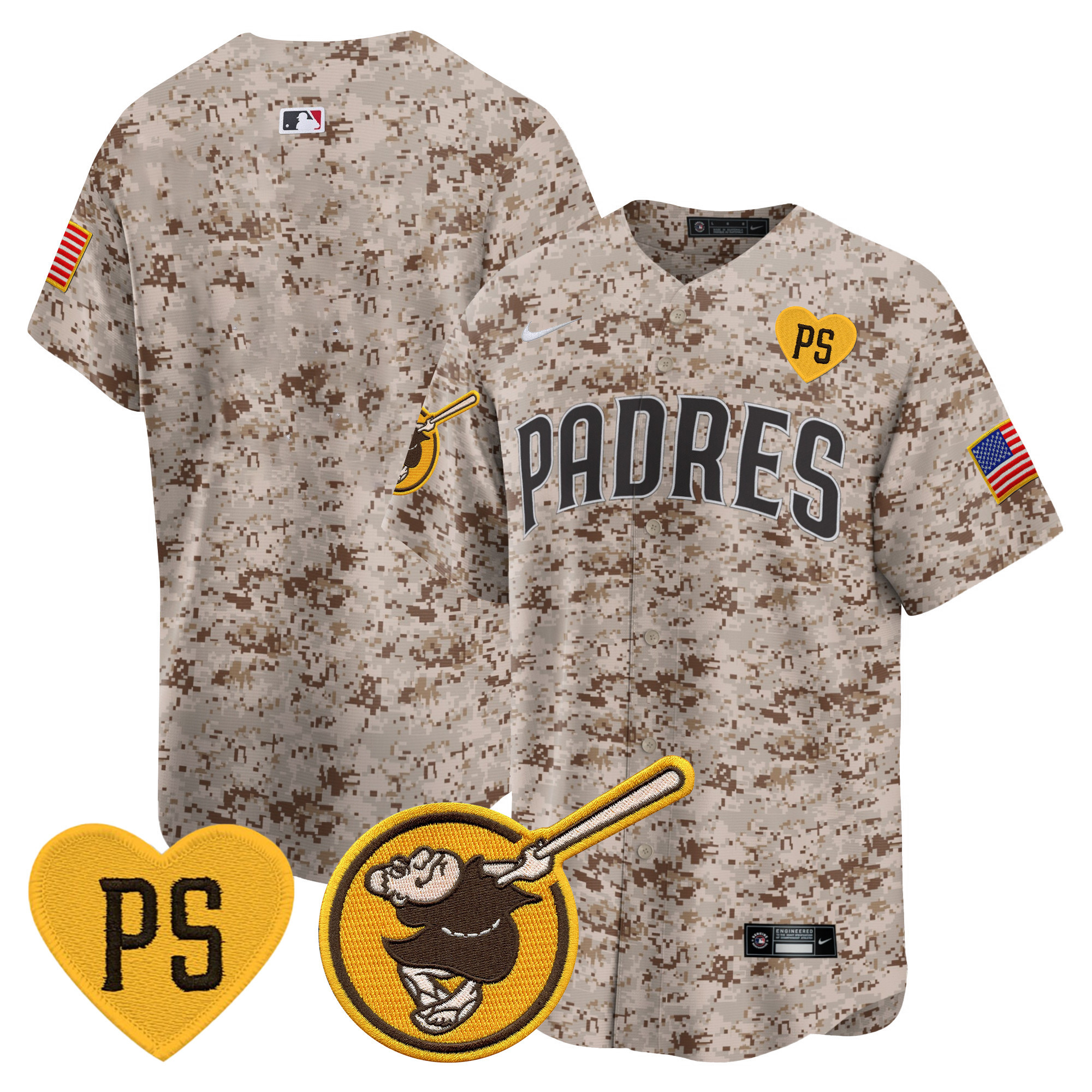 Team Men's San Diego Padres USMC Alternate Vapor Premier Limited Desert Jersey - All Stitched