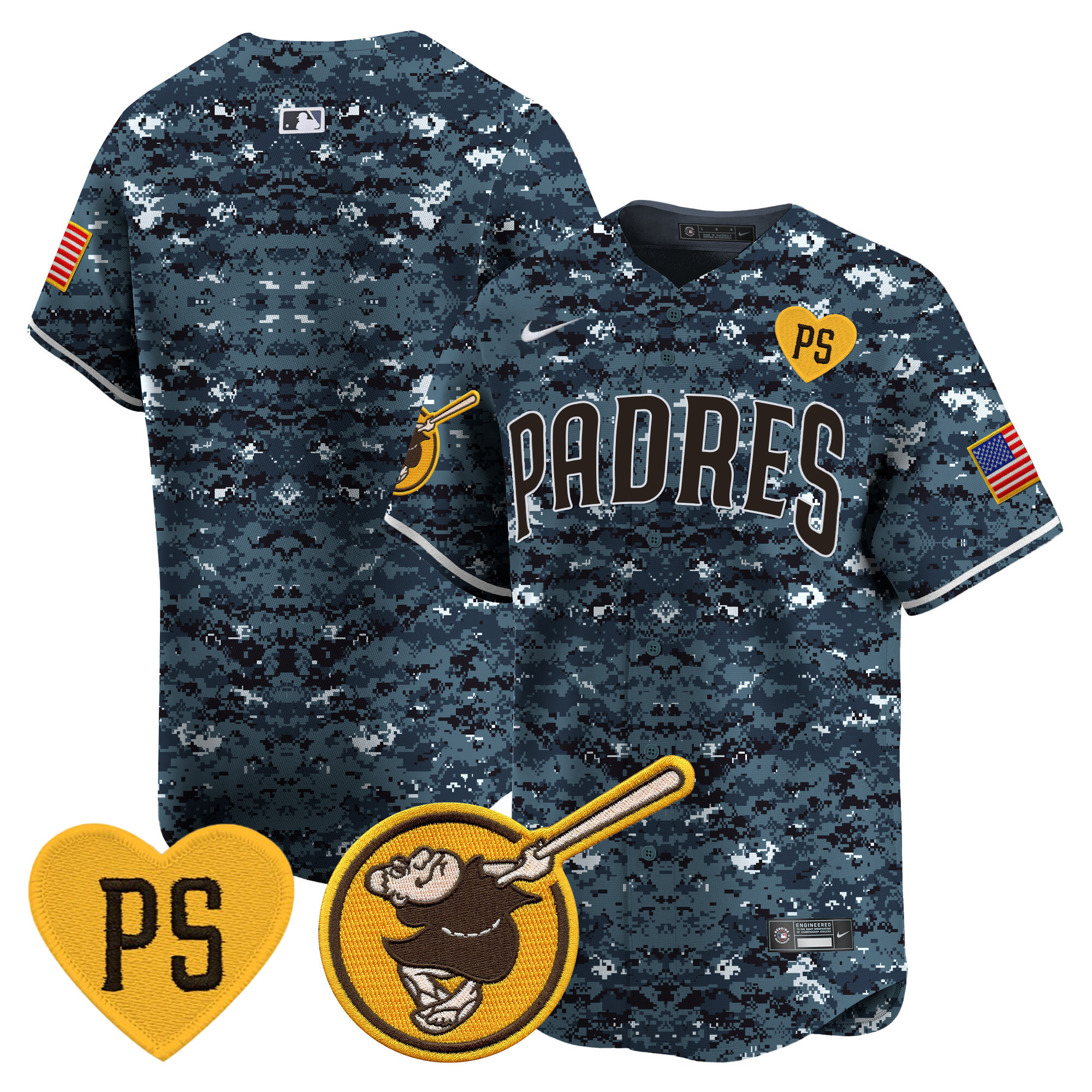 Team Men's San Diego Padres USMC Alternate Vapor Premier Limited Navy Jersey - All Stitched