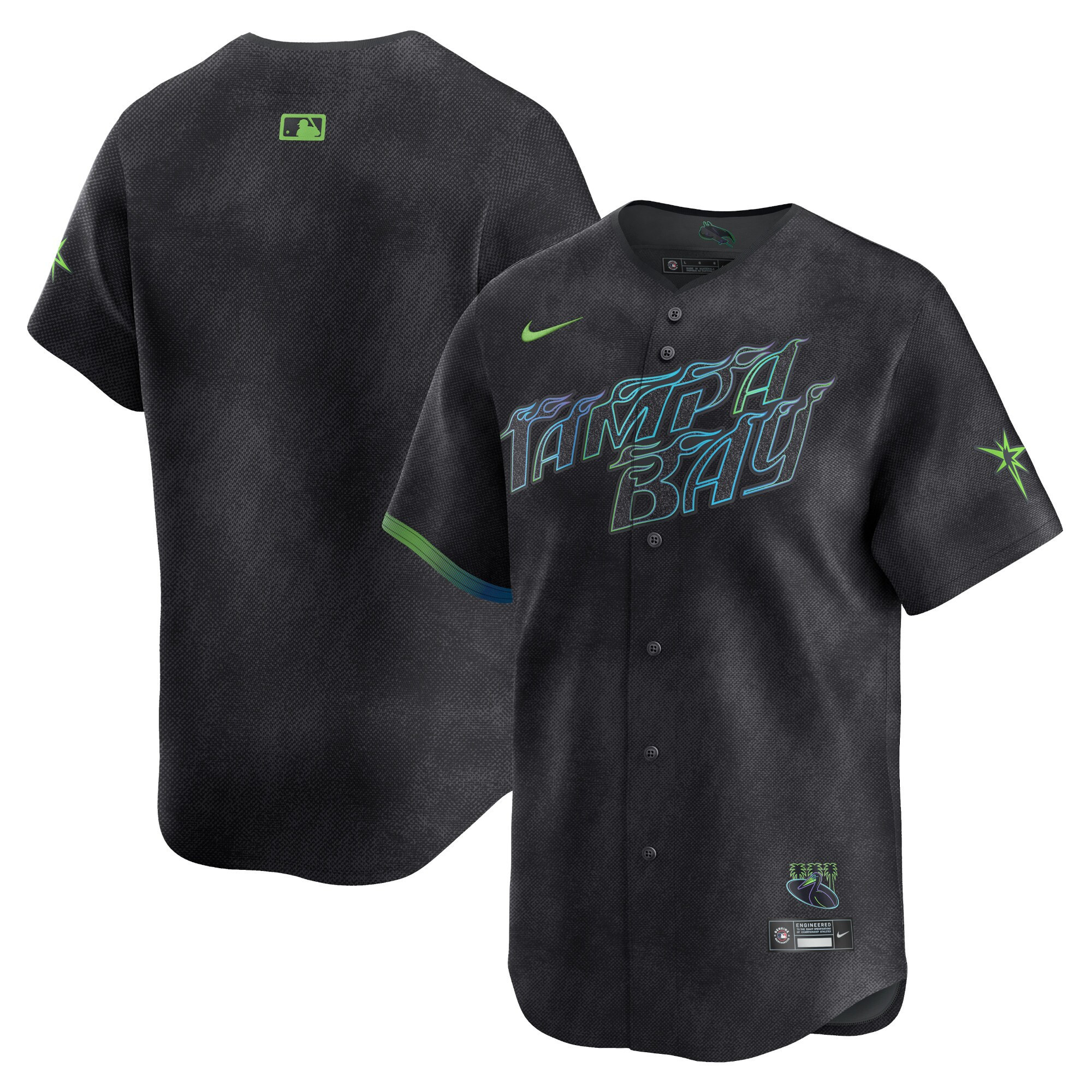 Team Men's Tampa Bay Rays 2024 City Connect Vapor Premier Limited - Charcoal Jersey - All Stitched