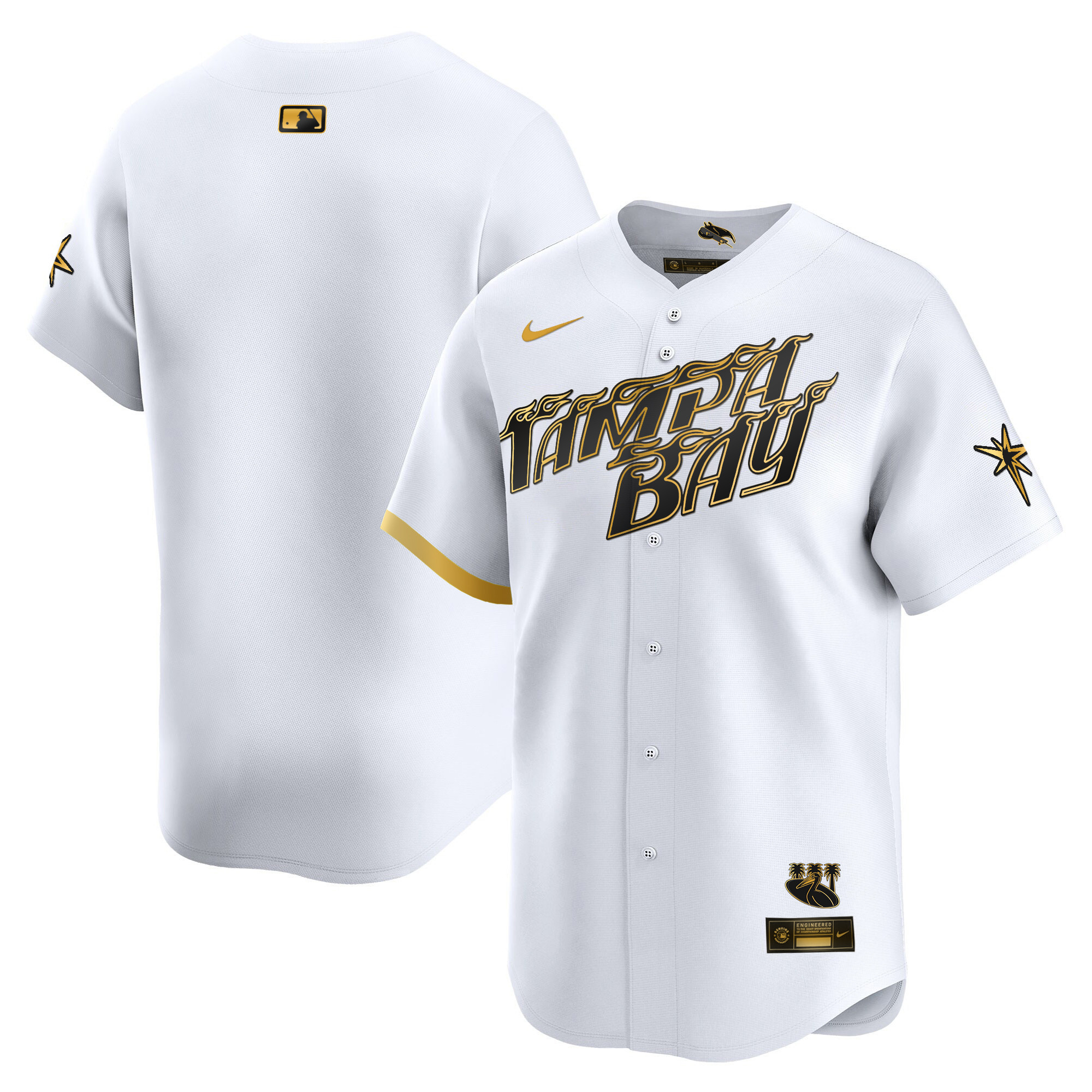 Team Men's Tampa Bay Rays 2024 City Connect Vapor Premier Limited - Charcoal White Gold Jersey - All Stitched