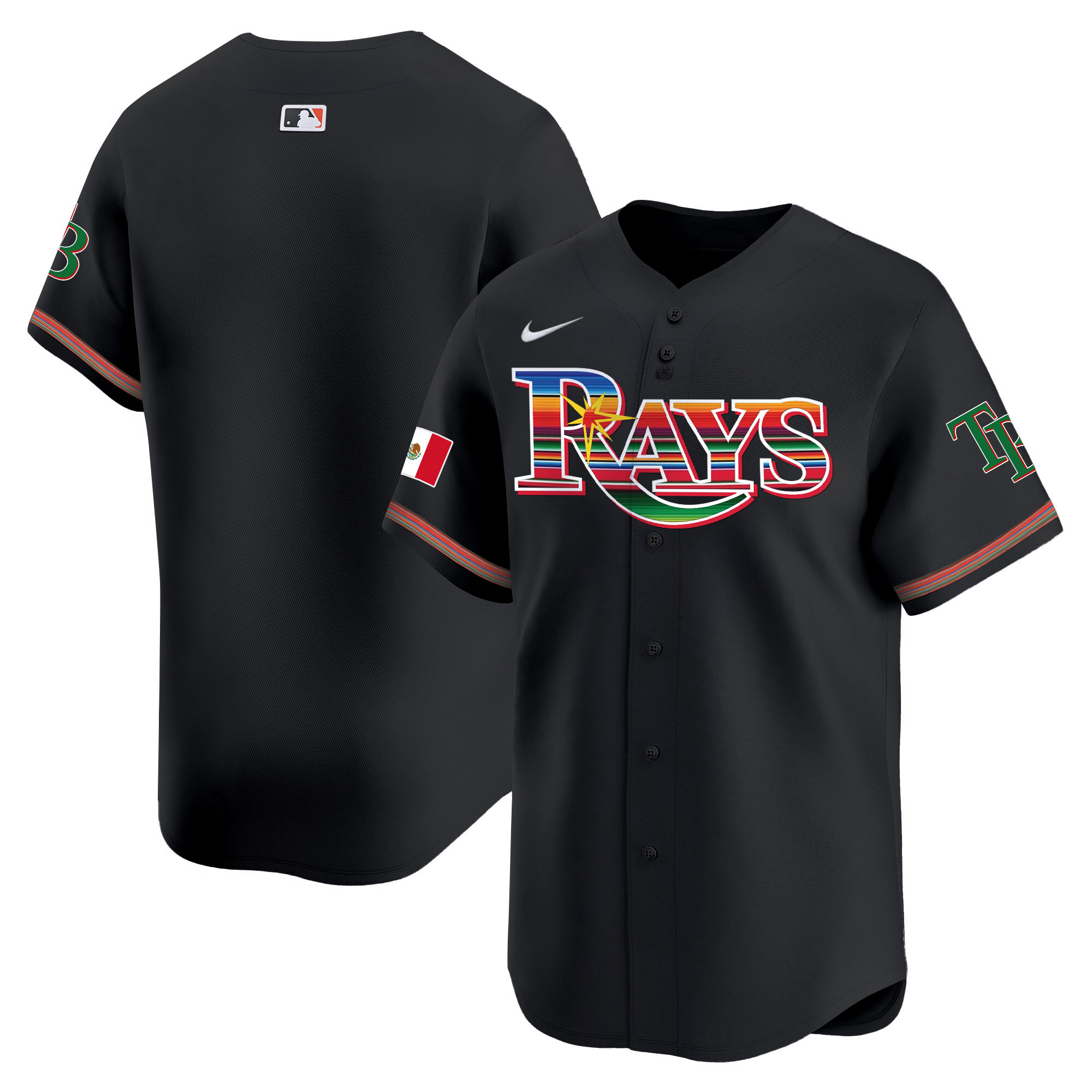 Team Men's Tampa Bay Rays Mexico Vapor Premier Limited Black Jersey - All Stitched