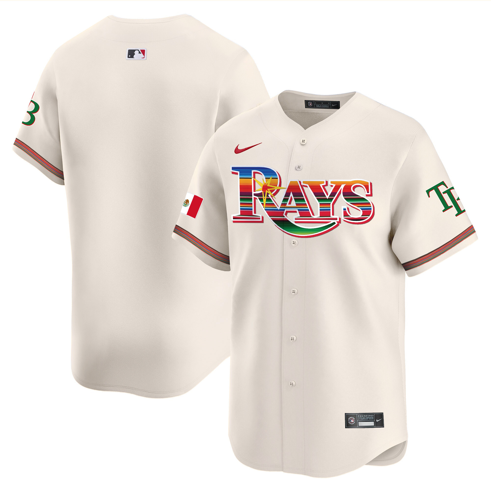 Team Men's Tampa Bay Rays Mexico Vapor Premier Limited Cream Jersey - All Stitched