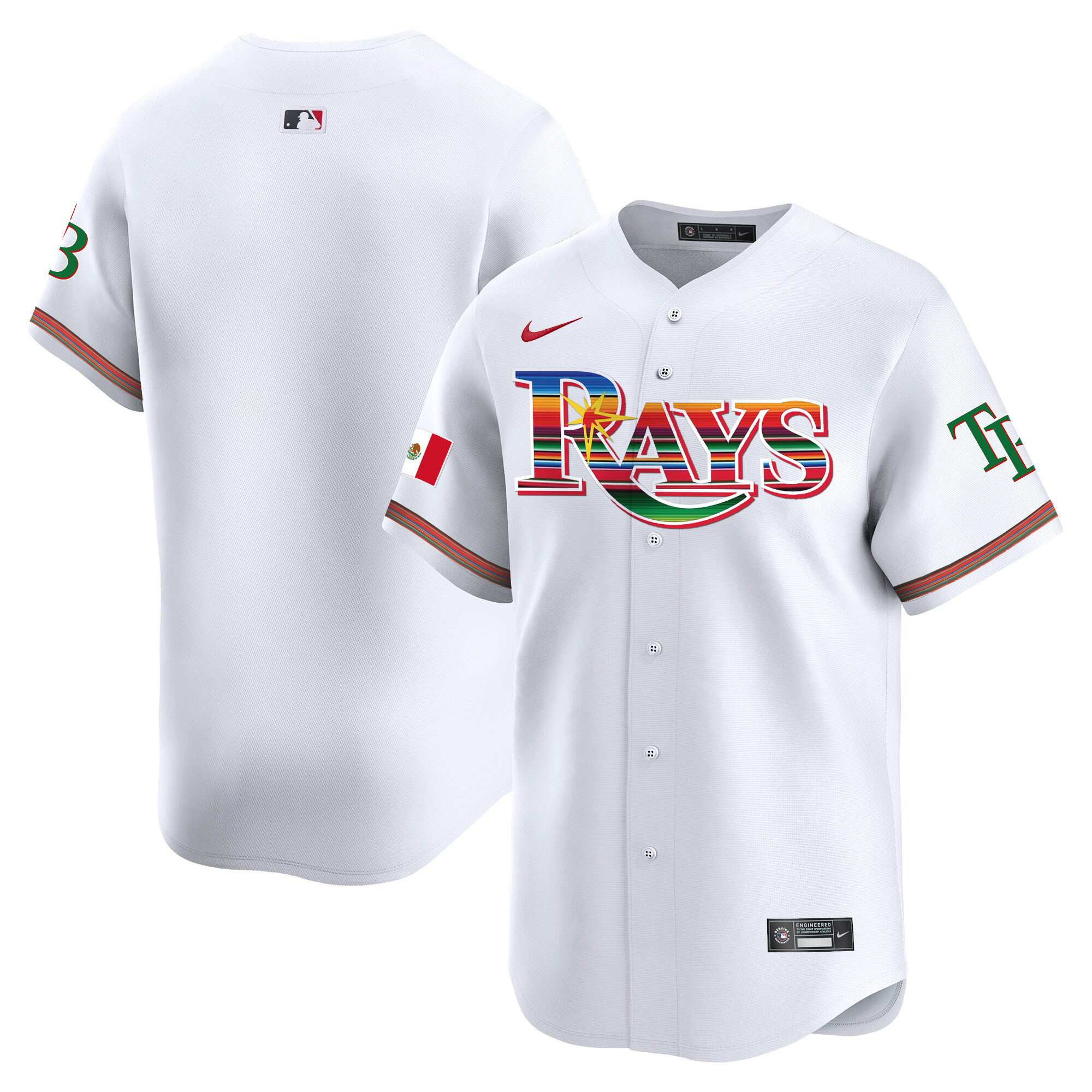 Team Men's Tampa Bay Rays Mexico Vapor Premier Limited White Jersey - All Stitched