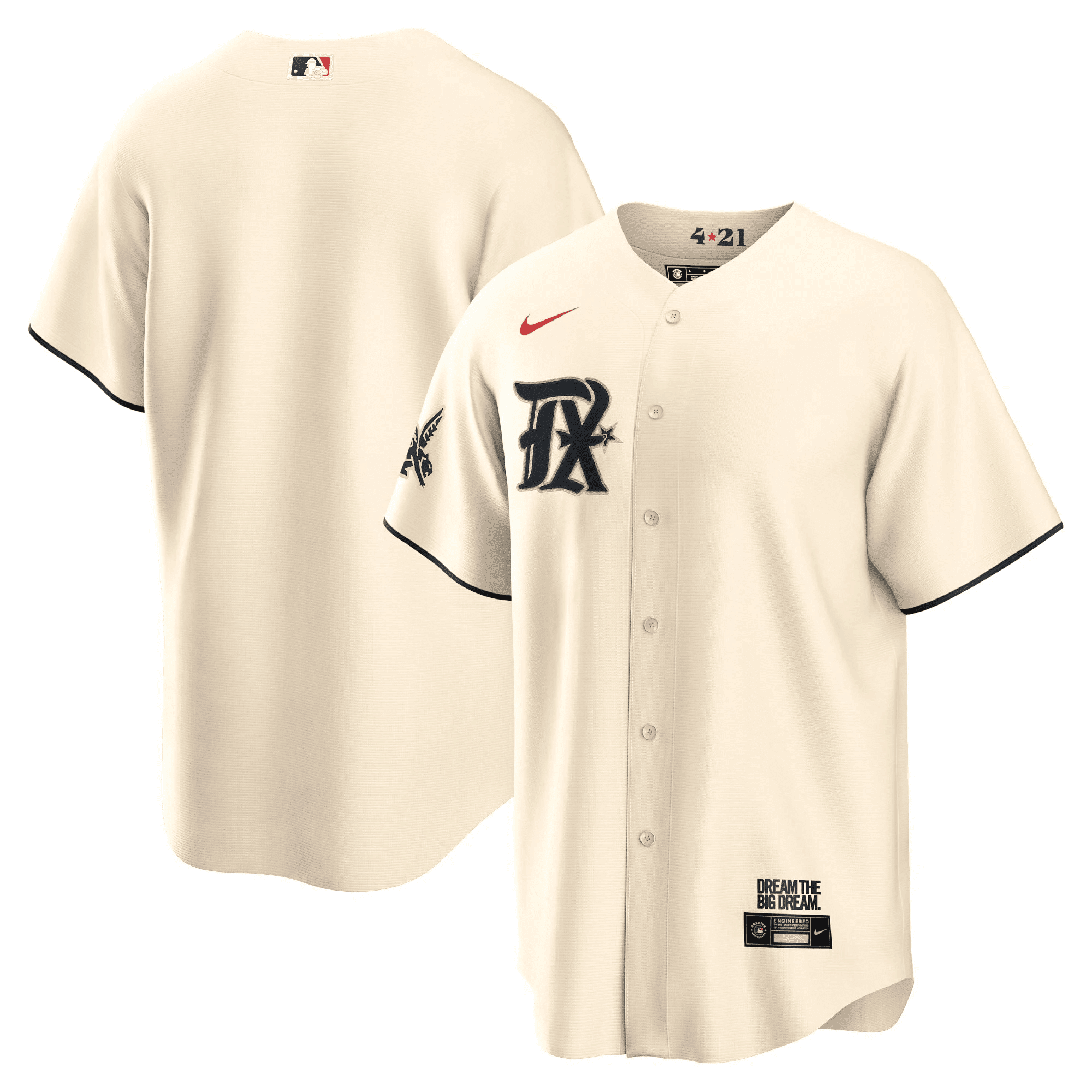 Team Men's Texas Rangers 2023 City Connect Collection Cool Cream Jersey - All Stitched