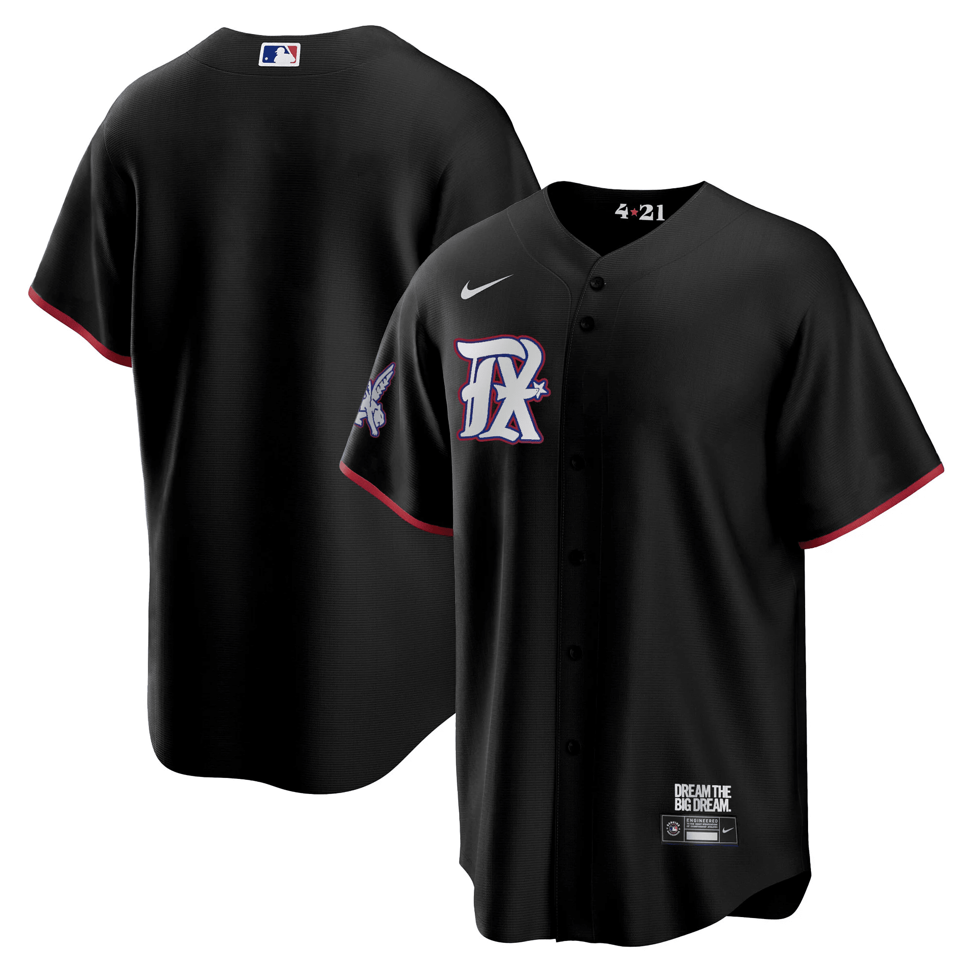Team Men's Texas Rangers 2023 City Connect Collection V3 Cool Black Jersey - All Stitched