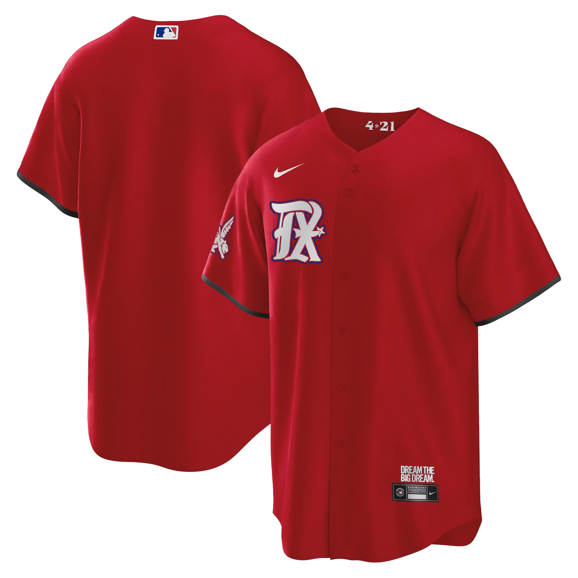 Team Men's Texas Rangers 2023 City Connect Collection V3 Cool Red Jersey - All Stitched