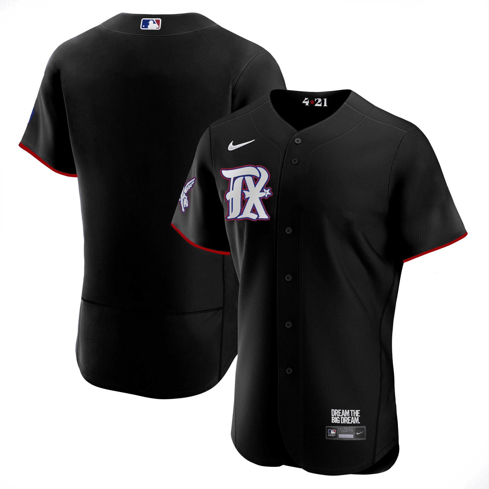 Team Men's Texas Rangers 2023 City Connect Collection V3 Flex Black Jersey - All Stitched