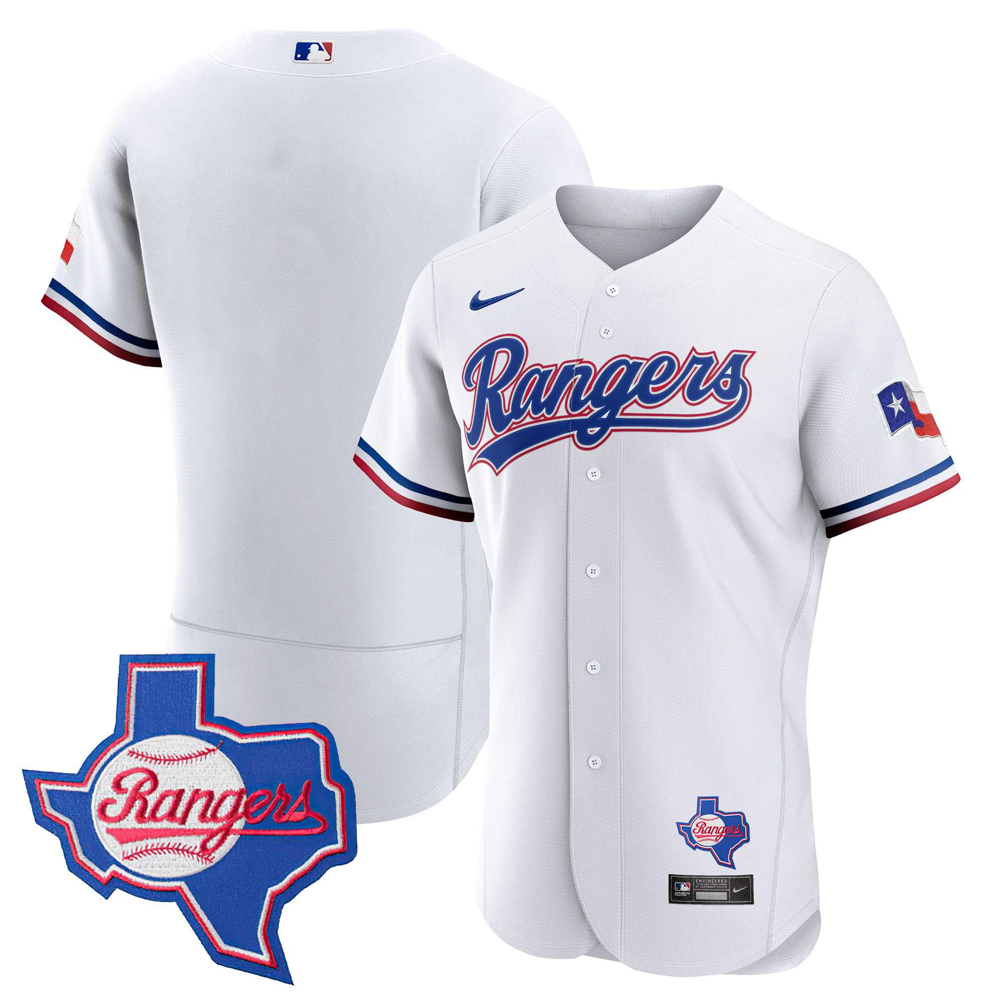 Team Men's Texas Rangers 2023 Flex Base - Texas Patch White Jersey - All Stitched