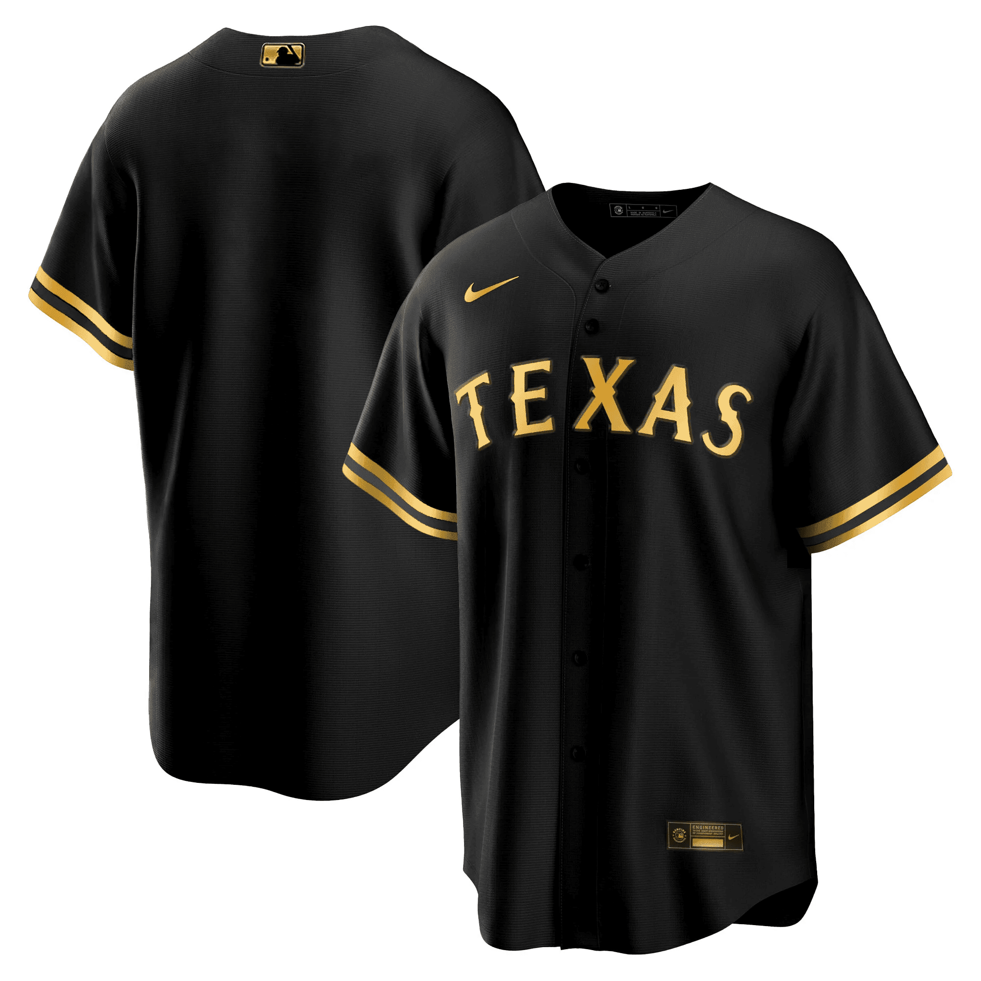 Team Men's Texas Rangers 2023 Gold Cool Black Jersey - All Stitched