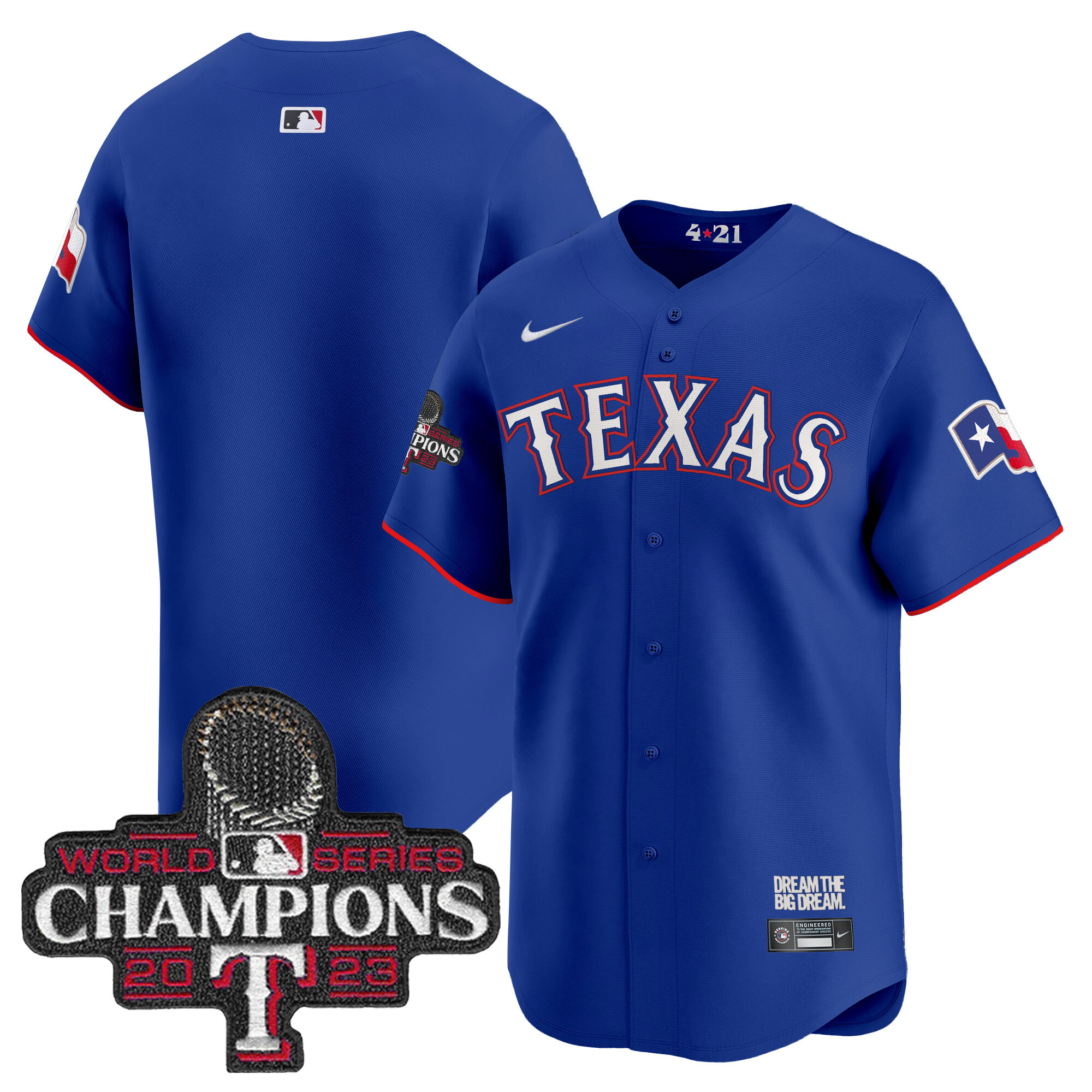 Team Men's Texas Rangers 2023 World Series Champions City Connect Vapor Premier Limited Royal Jersey - All Stitched
