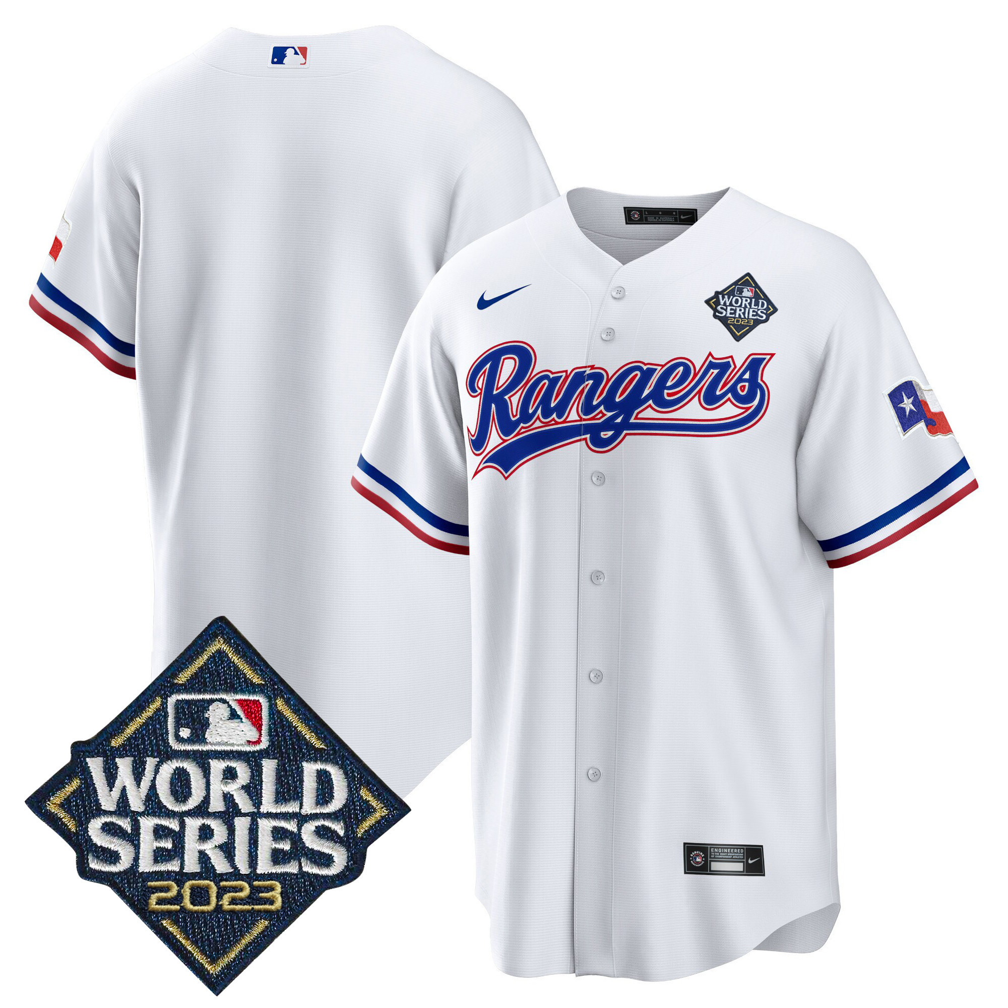 Team Men's Texas Rangers 2023 World Series Cool Base V2 White Jersey - All Stitched