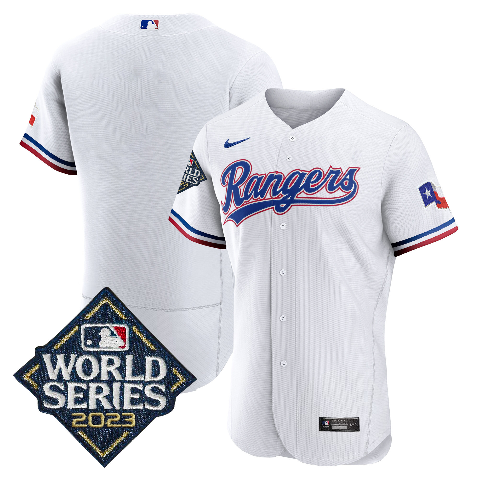 Team Men's Texas Rangers 2023 World Series Flex Base White Jersey - All Stitched