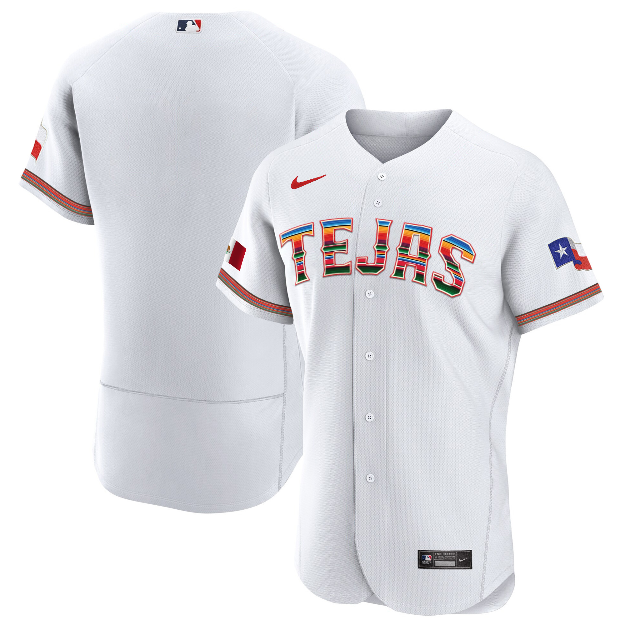 Team Men's Texas Rangers Mexican Flex Base White Jersey - All Stitched