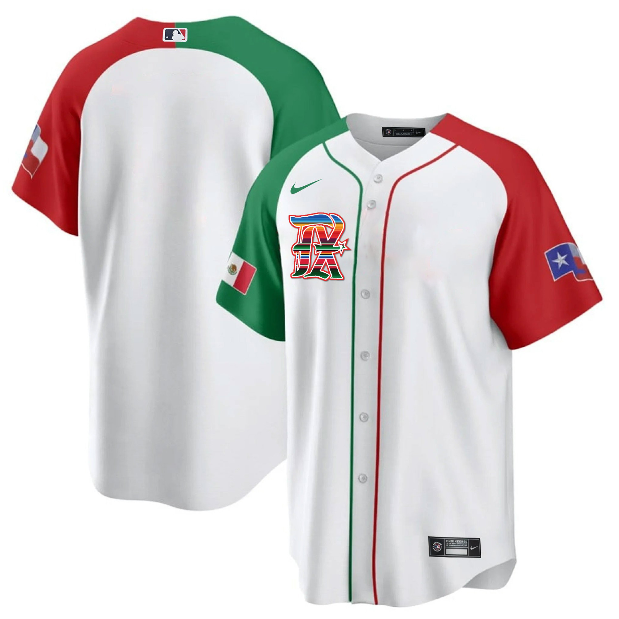Team Men's Texas Rangers Mexican Heritage Night Cool Base - City Connect Alternate Jersey - All Stitched
