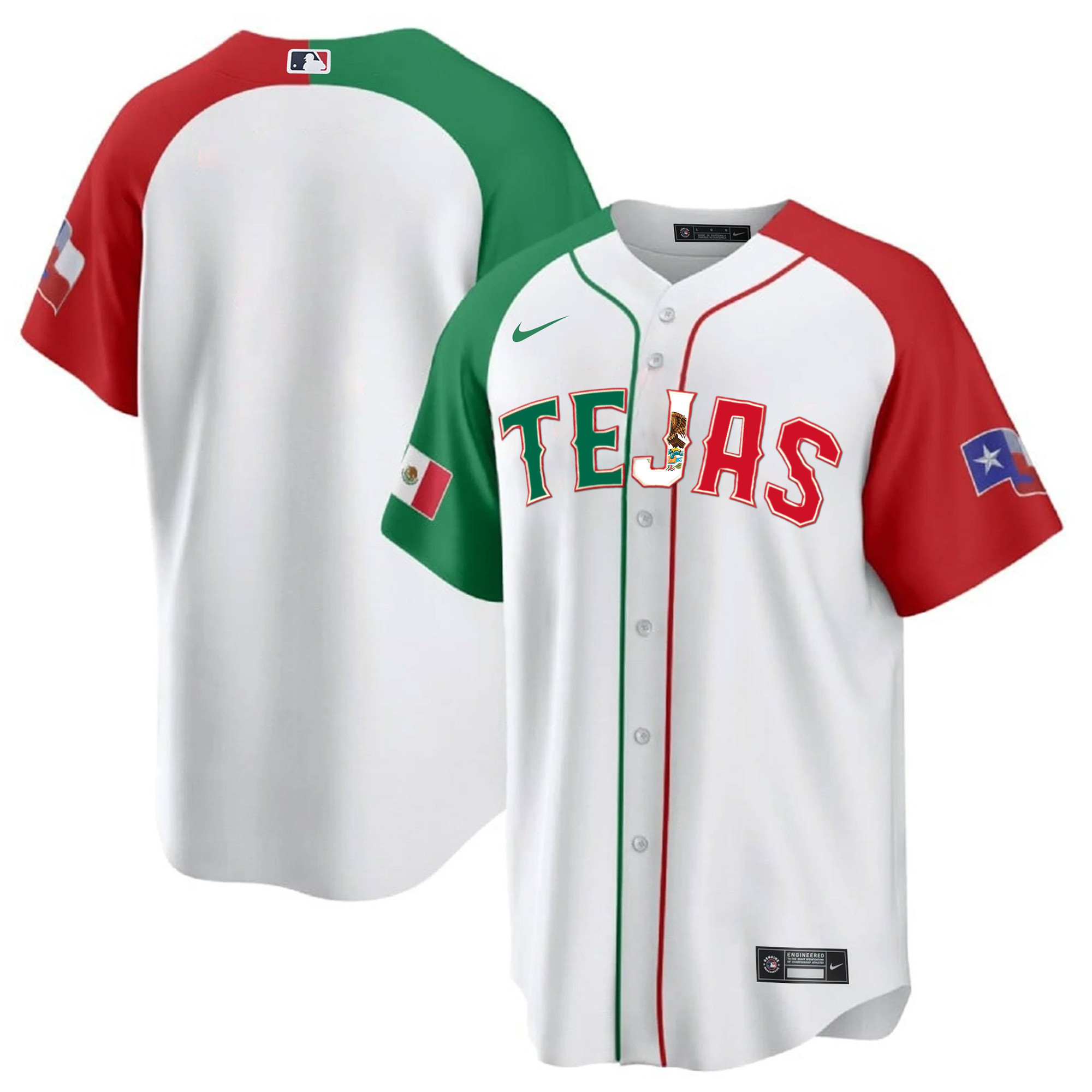 Team Men's Texas Rangers Mexico Flag Alternate Jersey - All Stitched