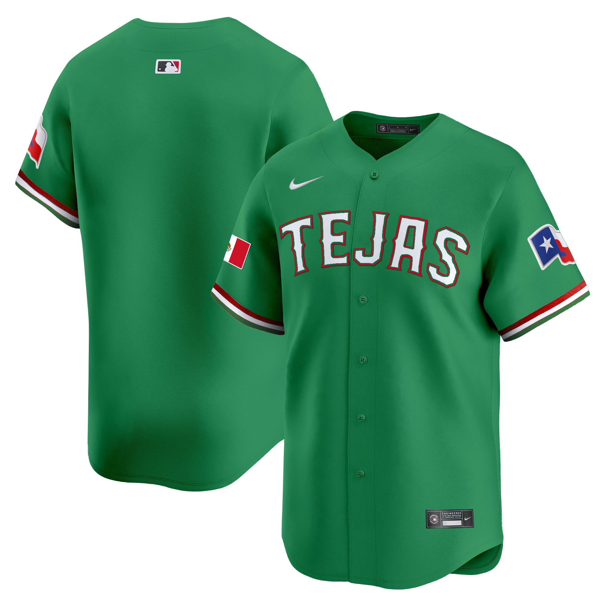 Team Men's Texas Rangers Mexico Vapor Premier Limited V2 Green Jersey - All Stitched