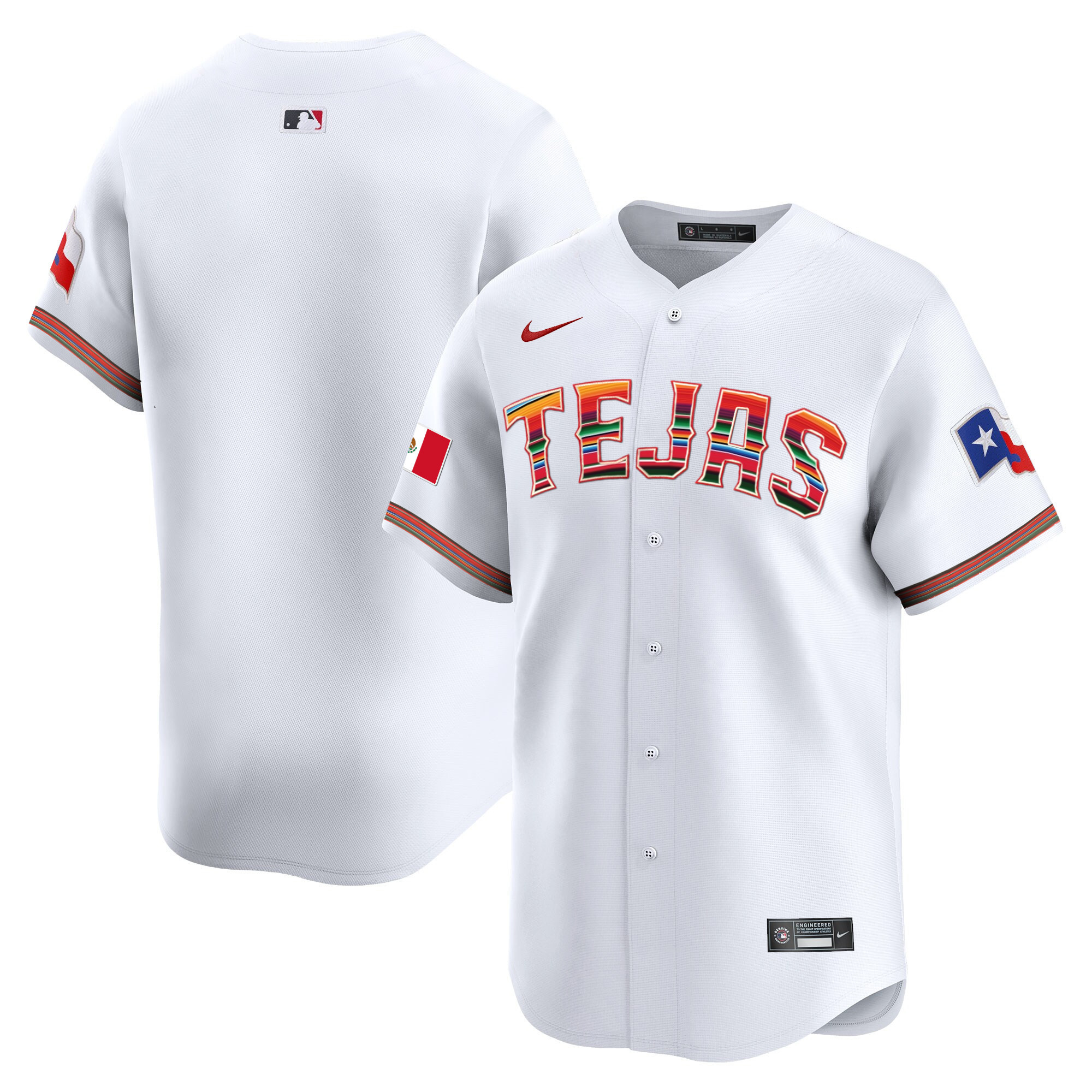 Team Men's Texas Rangers Mexico Vapor Premier Limited V2 White Jersey - All Stitched