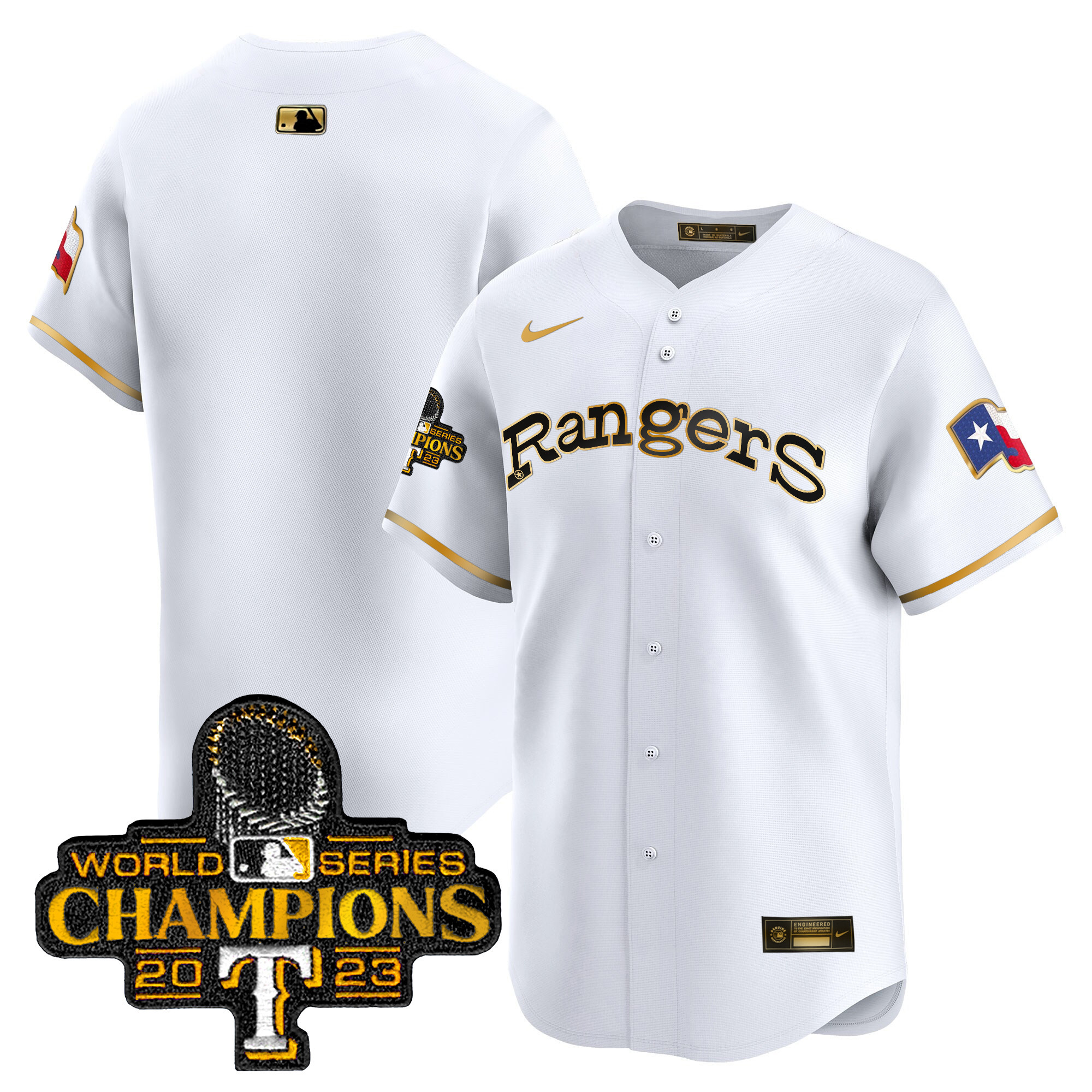 Team Men's Texas Rangers Throwback 1972 Vapor Premier Limited White Gold Jersey - All Stitched