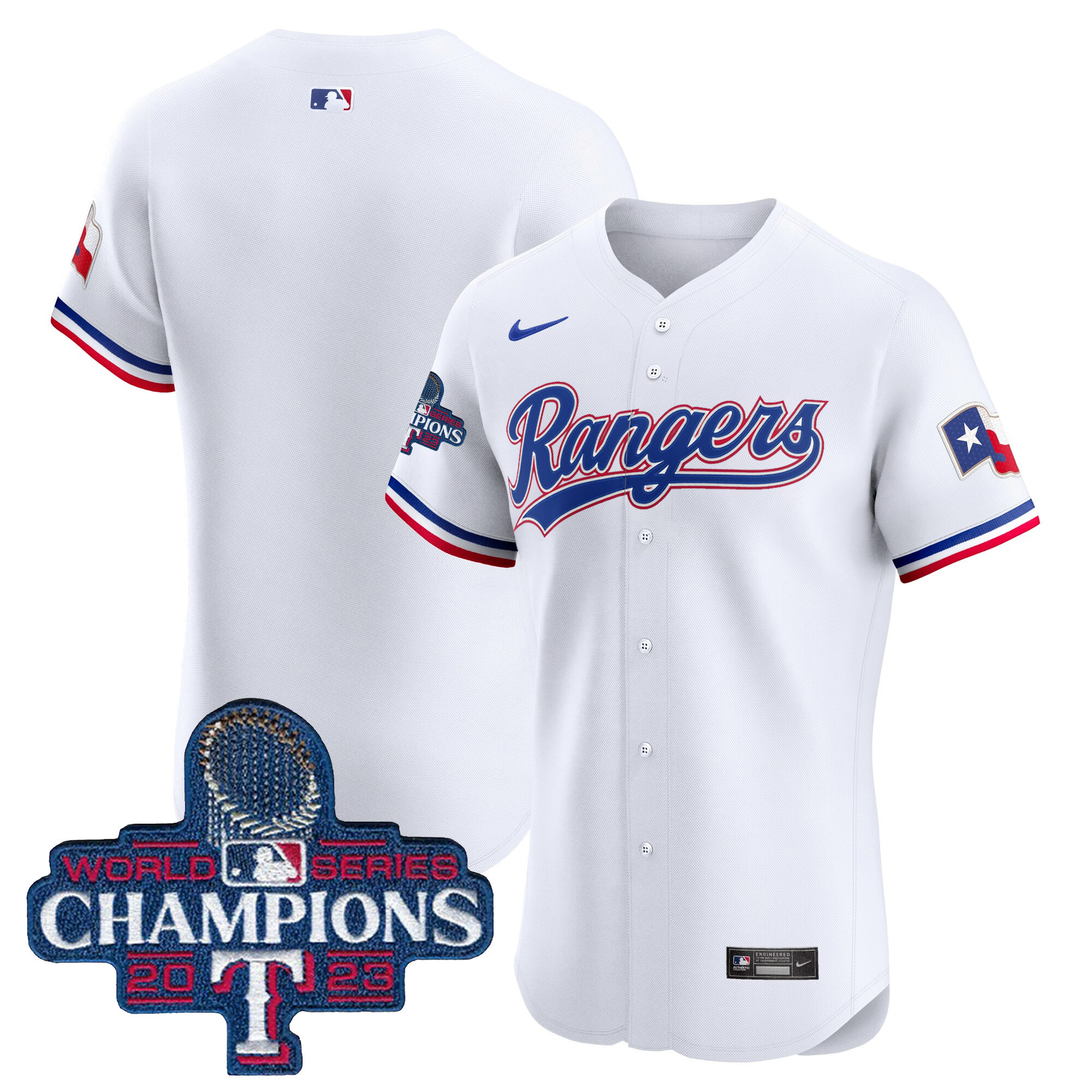 Team Men's Texas Rangers World Series Champions Vapor Premier Elite White Jersey - All Stitched