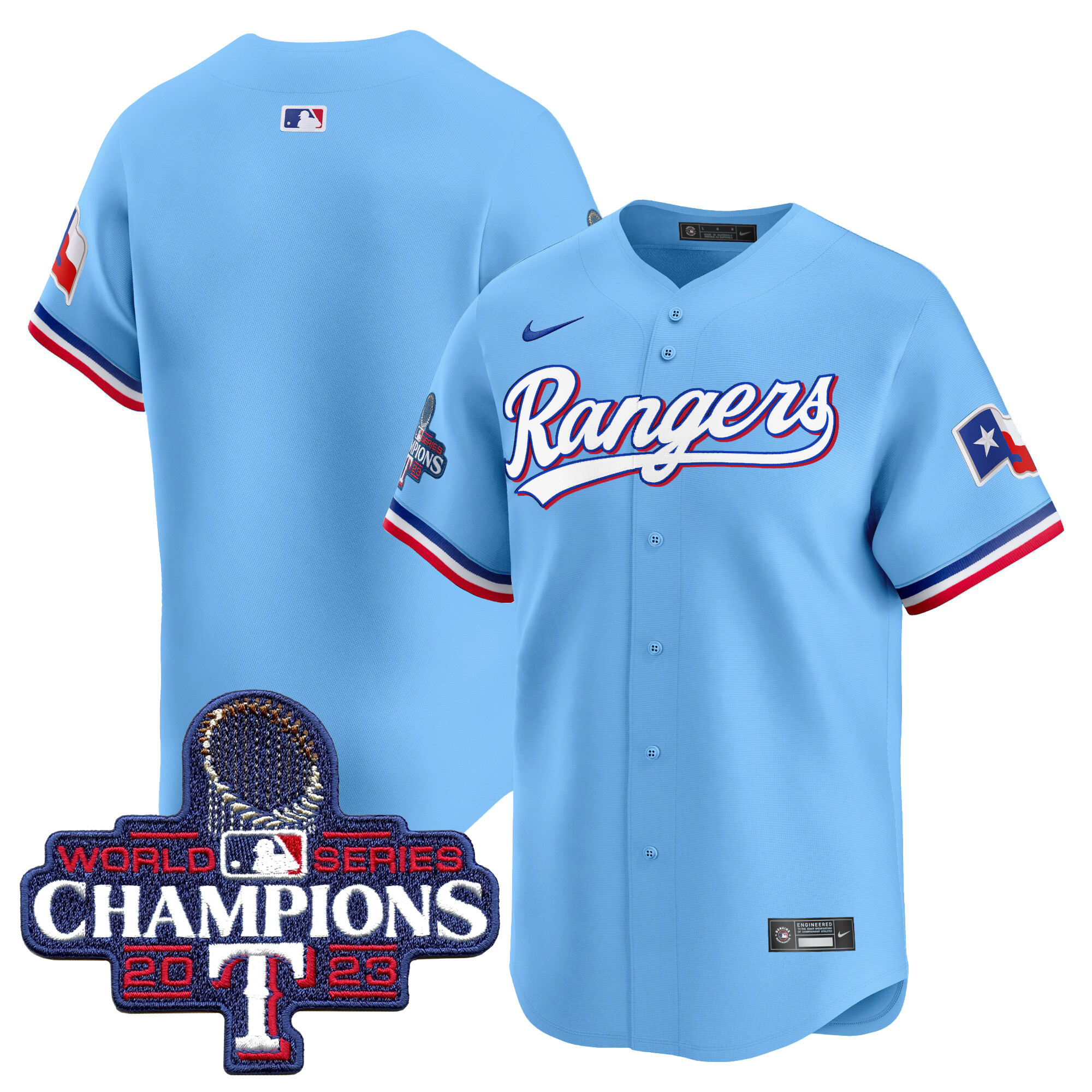 Team Men's Texas Rangers World Series Champions Vapor Premier Limited Blue Jersey - All Stitched