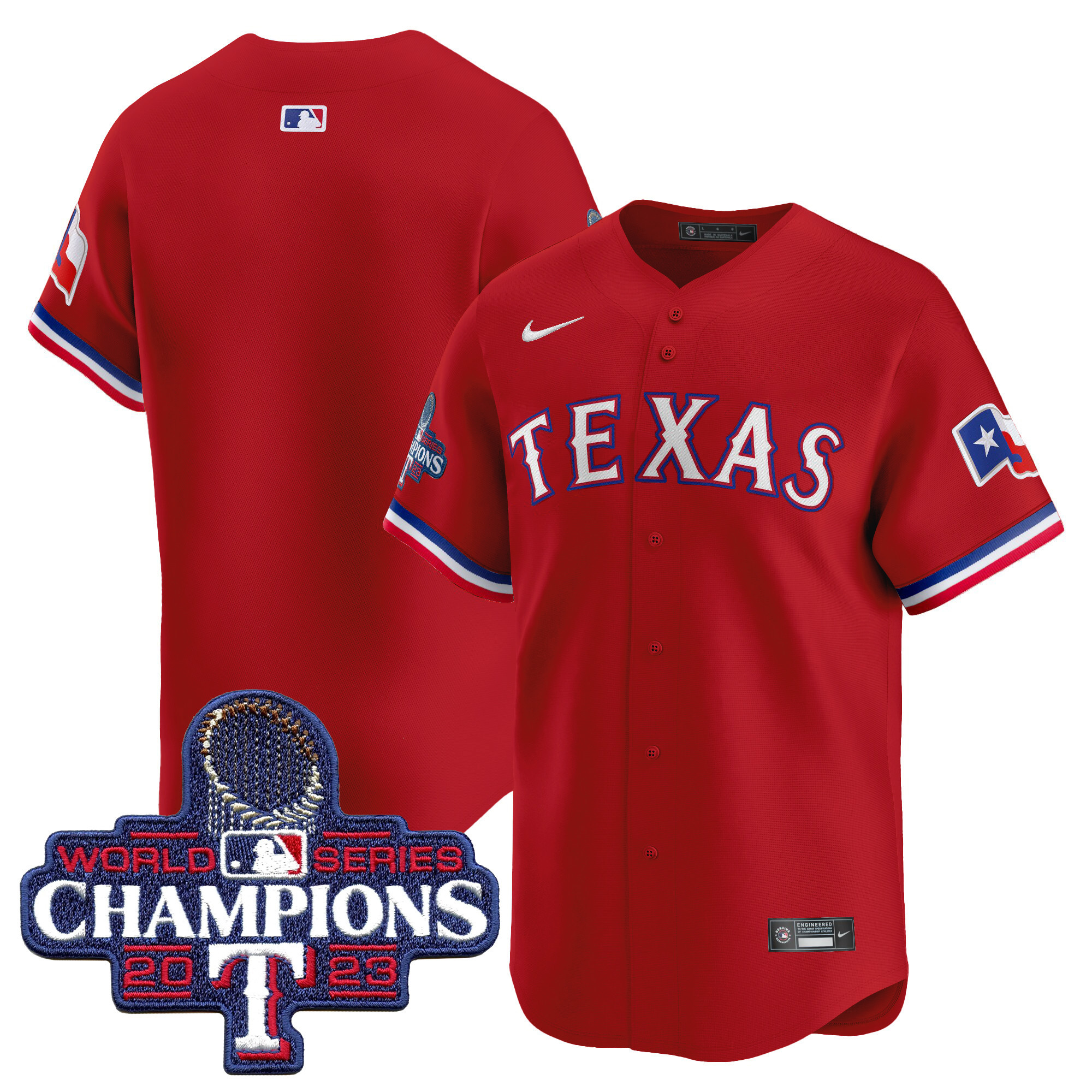 Team Men's Texas Rangers World Series Champions Vapor Premier Limited Red Jersey - All Stitched