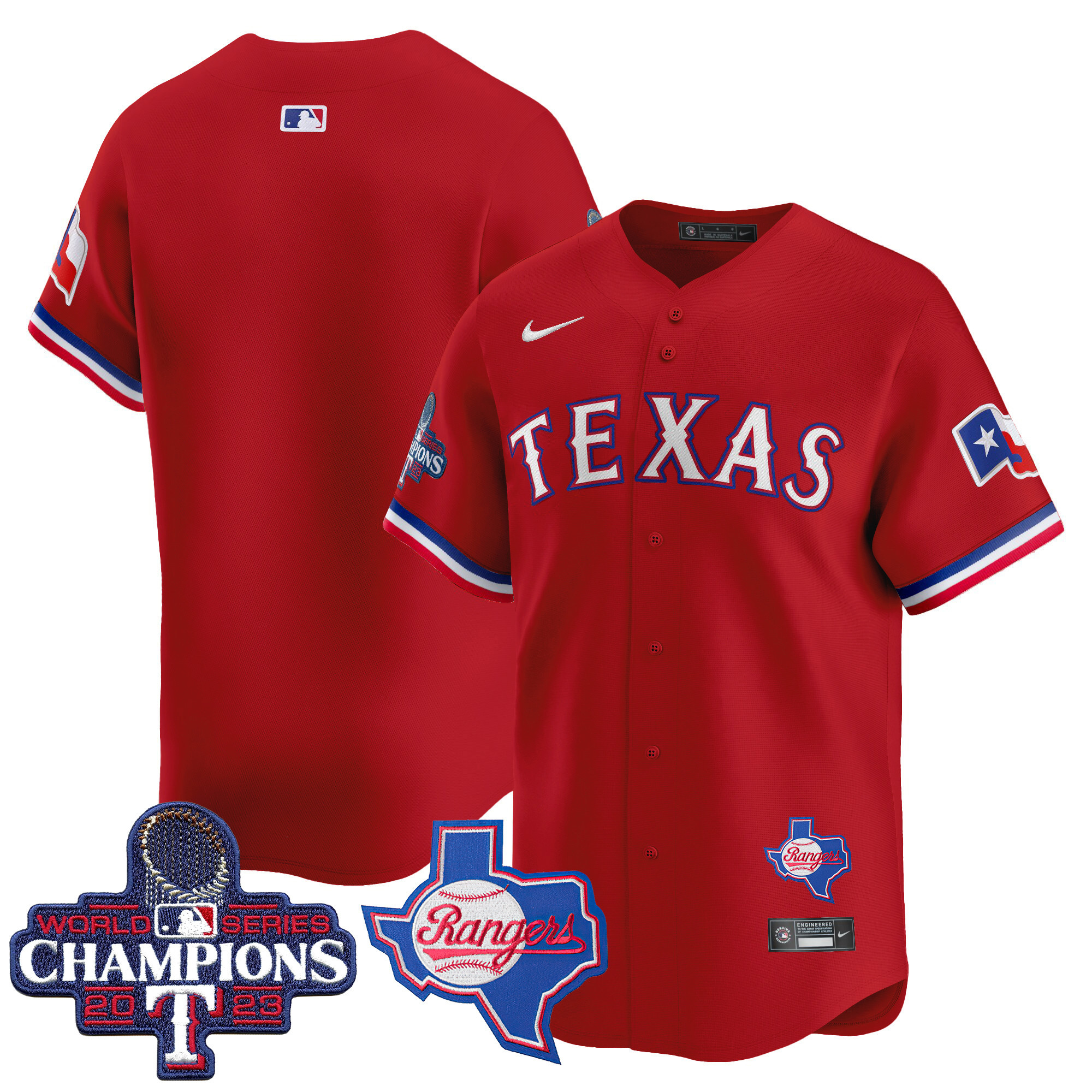Team Men's Texas Rangers World Series Champions Vapor Premier Limited V2 Red Jersey - All Stitched