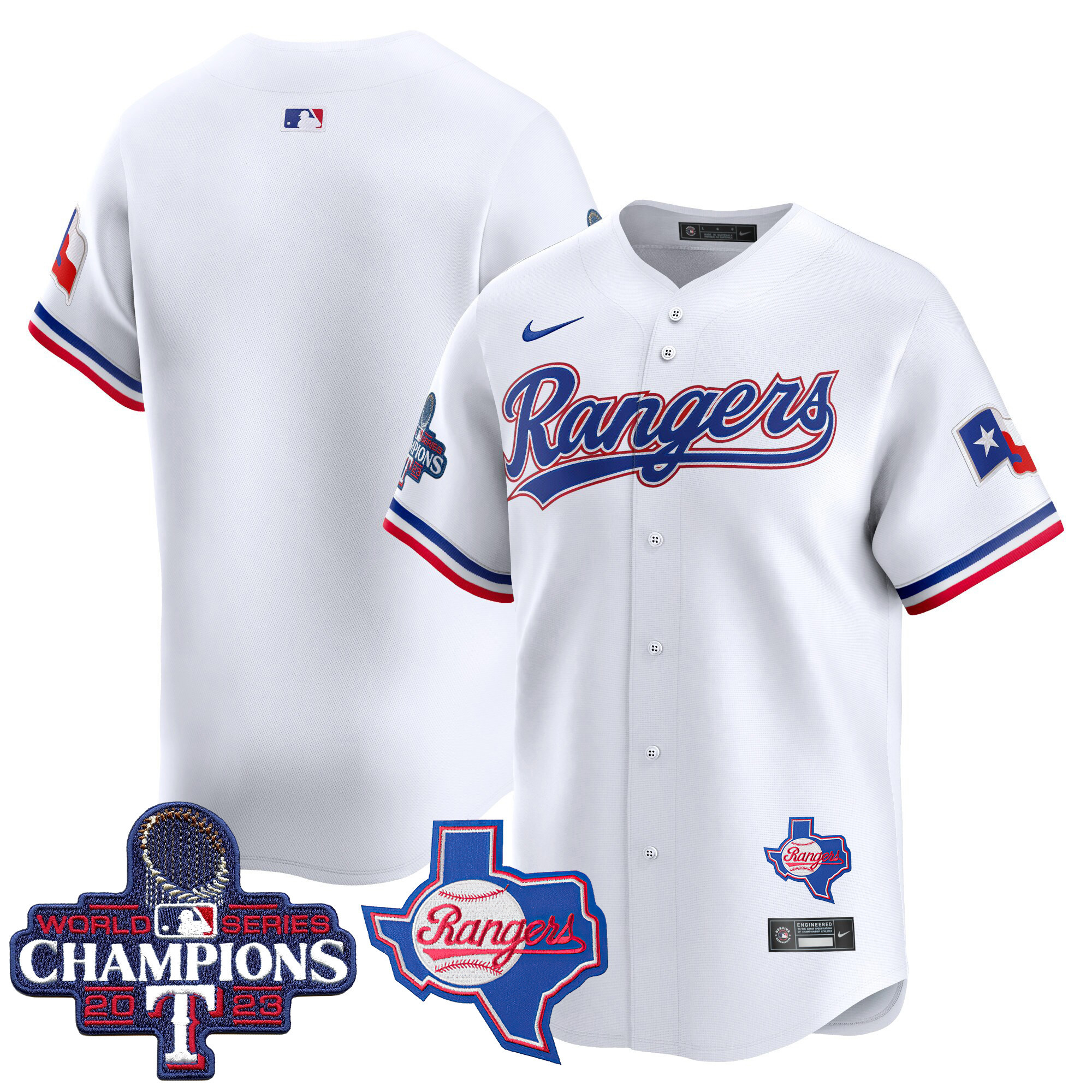 Team Men's Texas Rangers World Series Champions Vapor Premier Limited V2 White Jersey - All Stitched