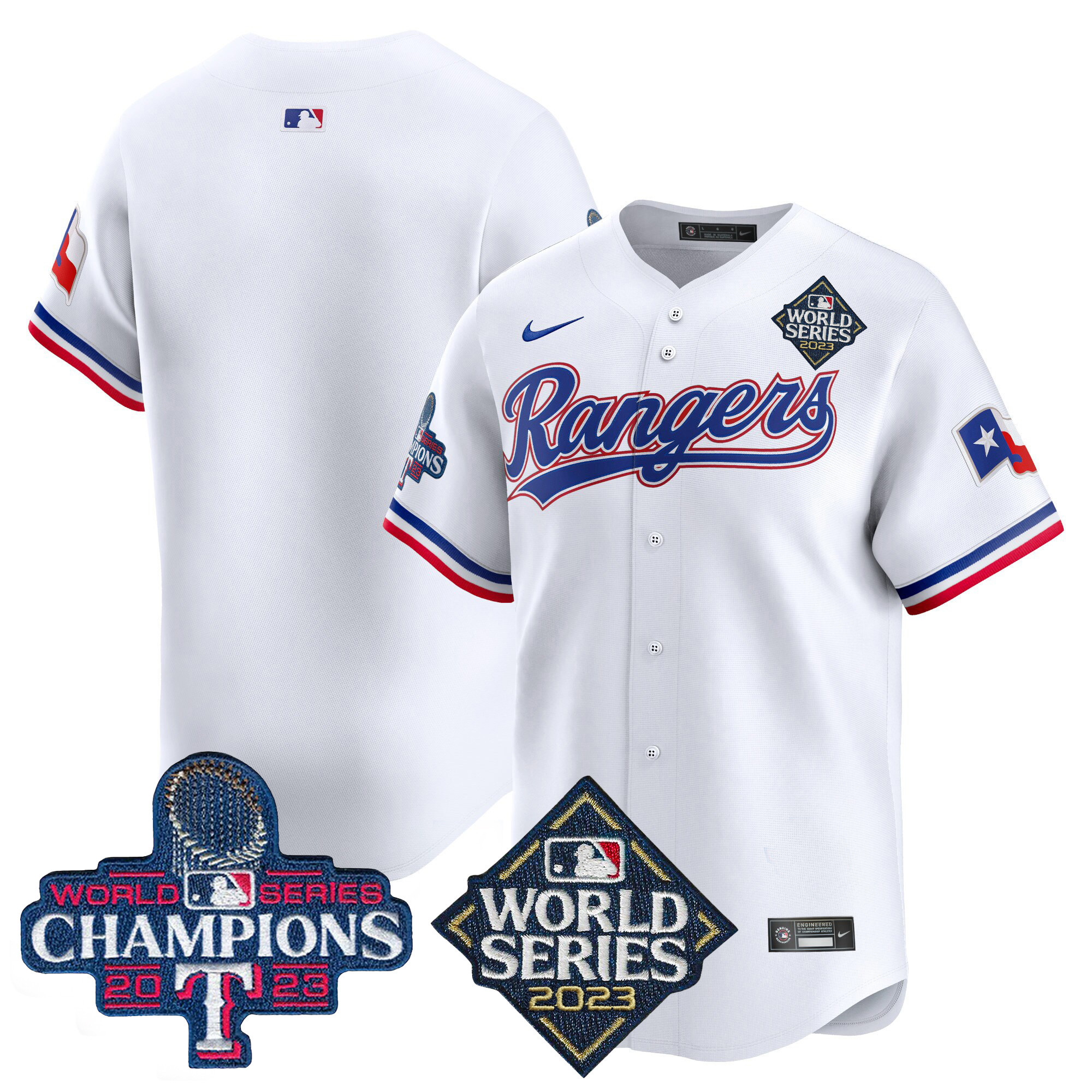 Team Men's Texas Rangers World Series Champions Vapor Premier Limited V4 White Jersey - All Stitched