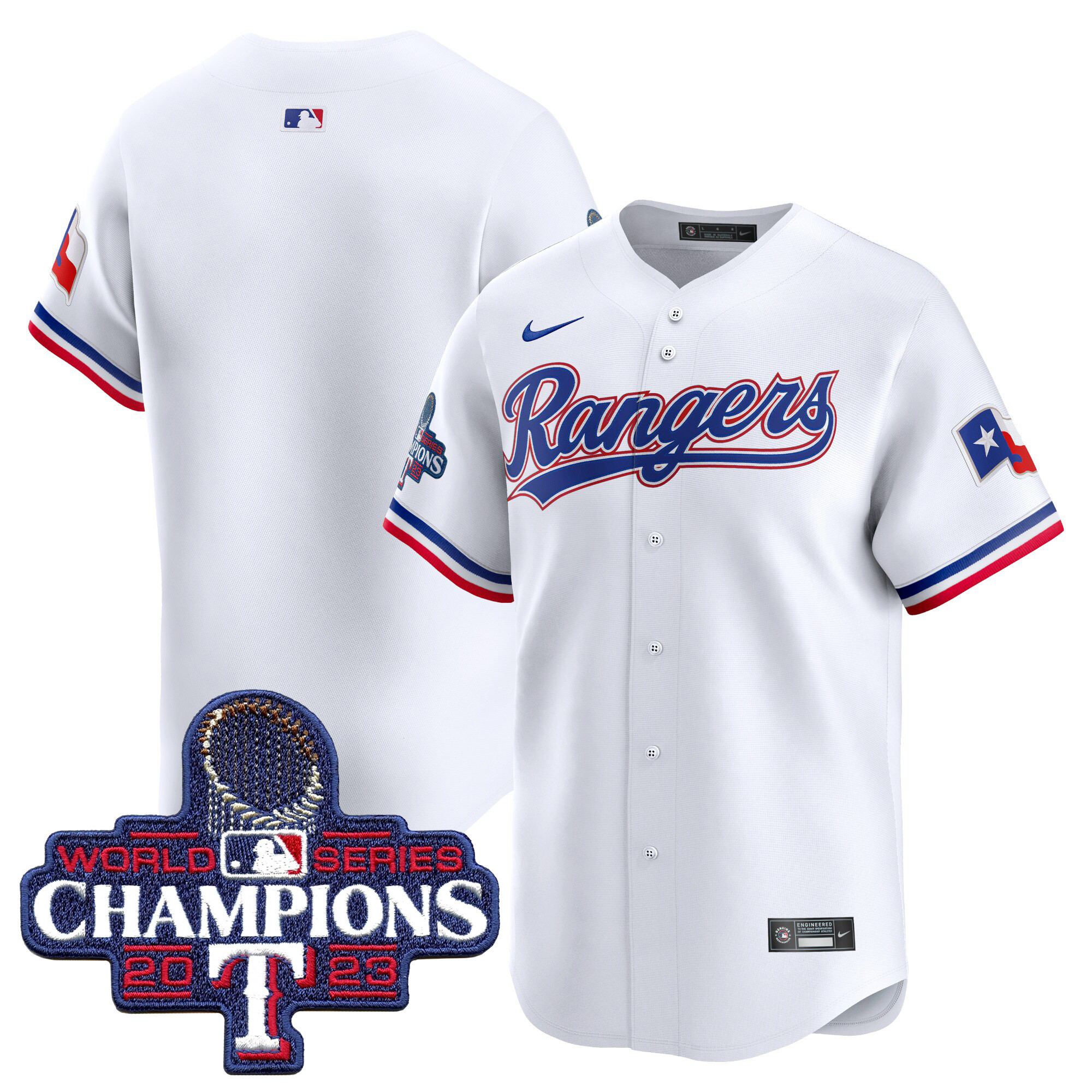 Team Men's Texas Rangers World Series Champions Vapor Premier Limited White Jersey - All Stitched