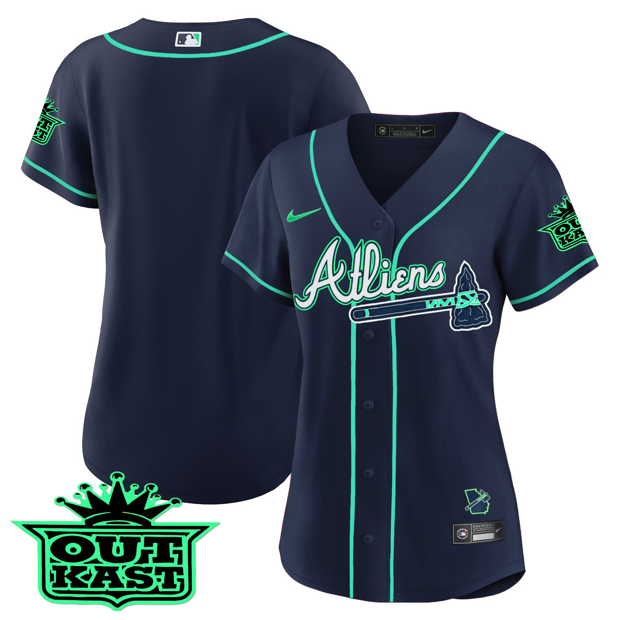 Team Women's Atlanta Braves Atliens Baseball - Galaxy Version Jersey - All Stitched