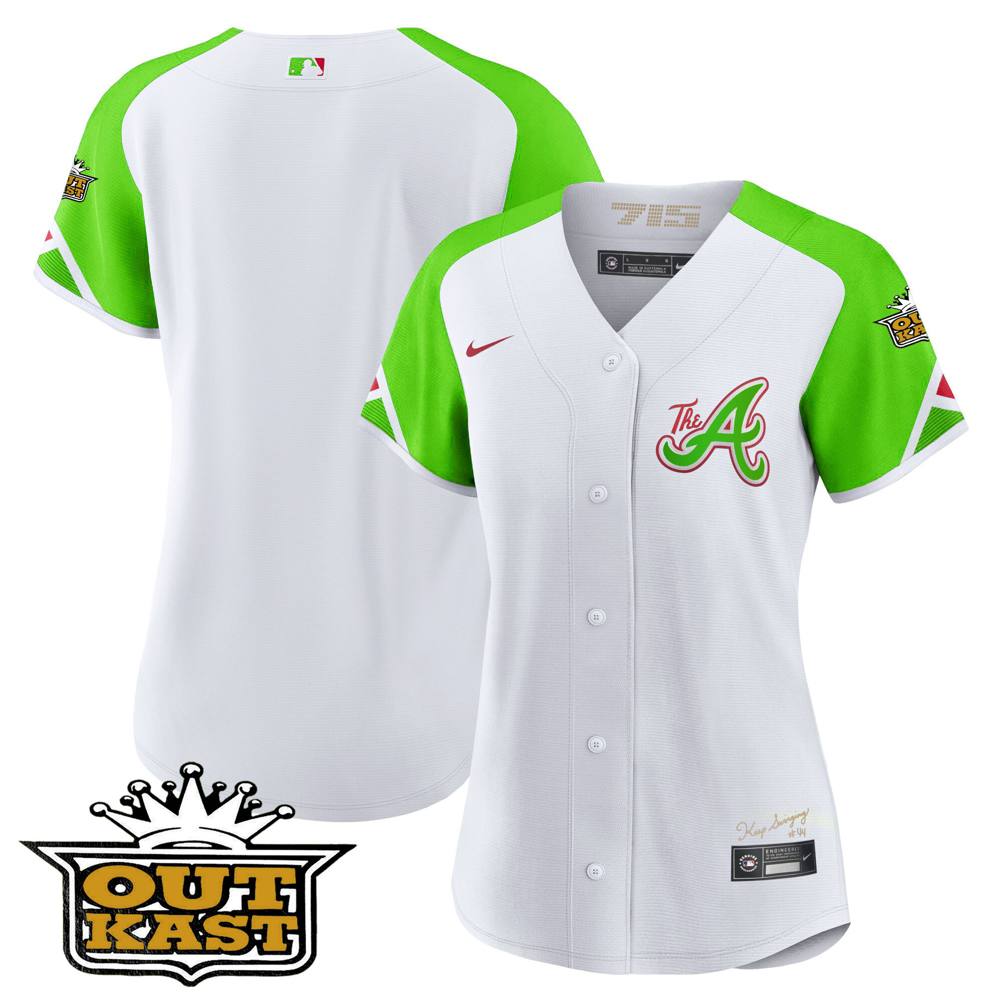 Team Women's Atlanta Braves Atliens City Connect Flex Base Bright Green Jersey - All Stitched