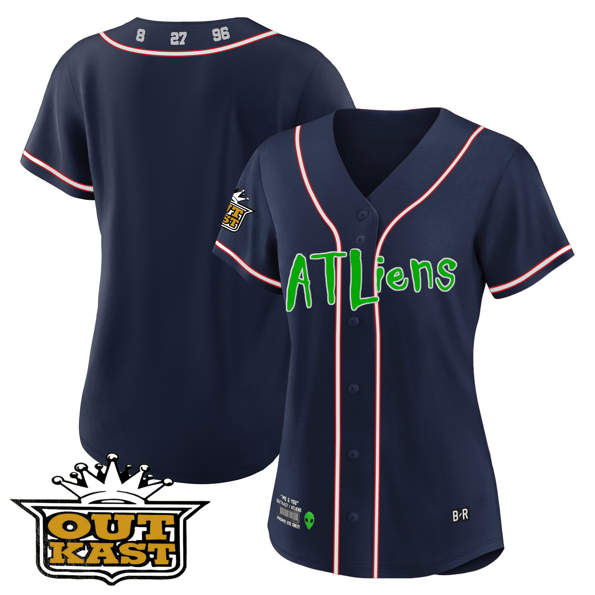 Team Women's Atlanta Braves Atliens Navy Jersey - All Stitched