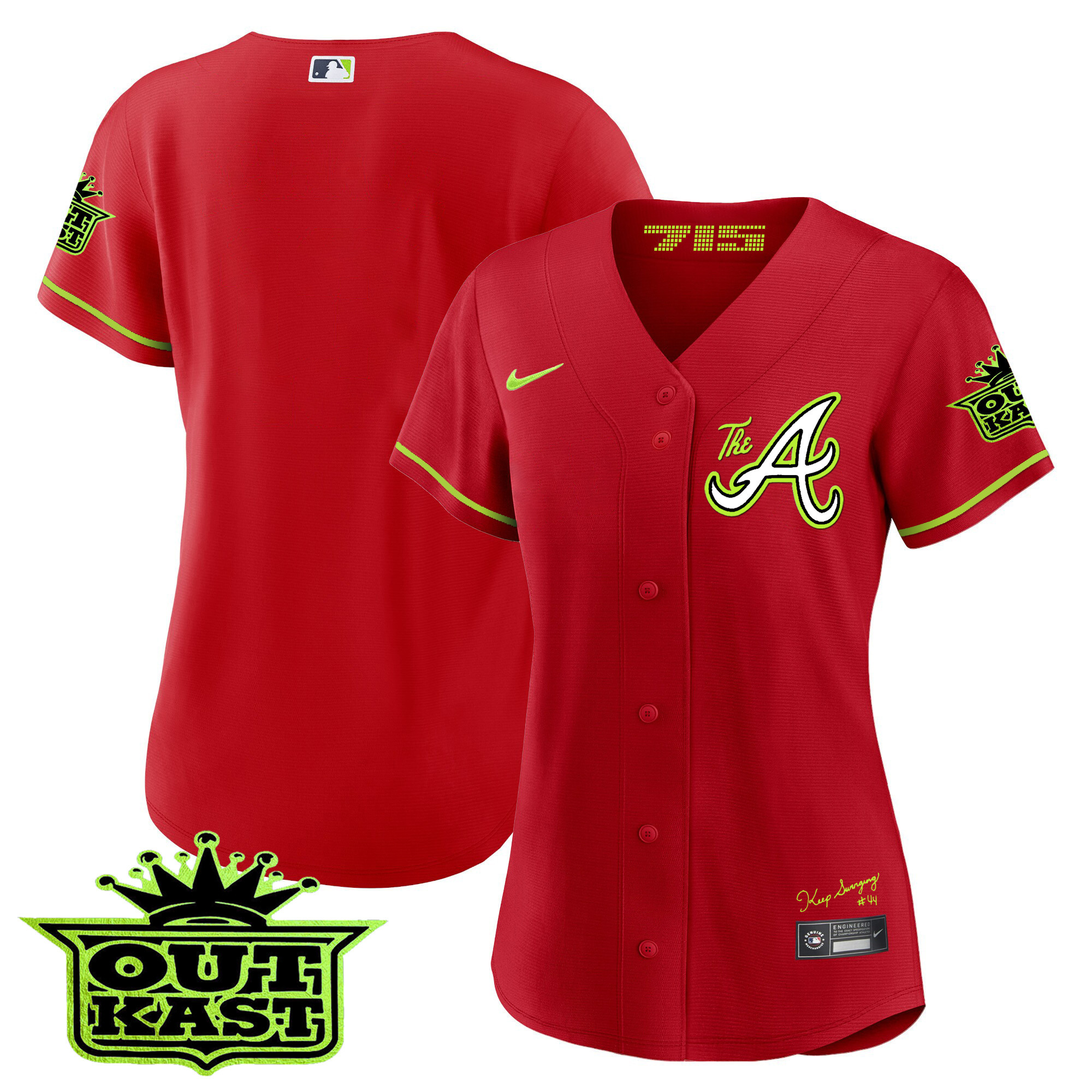 Team Women's Atlanta Braves Atliens The A Baseball Red Jersey - All Stitched