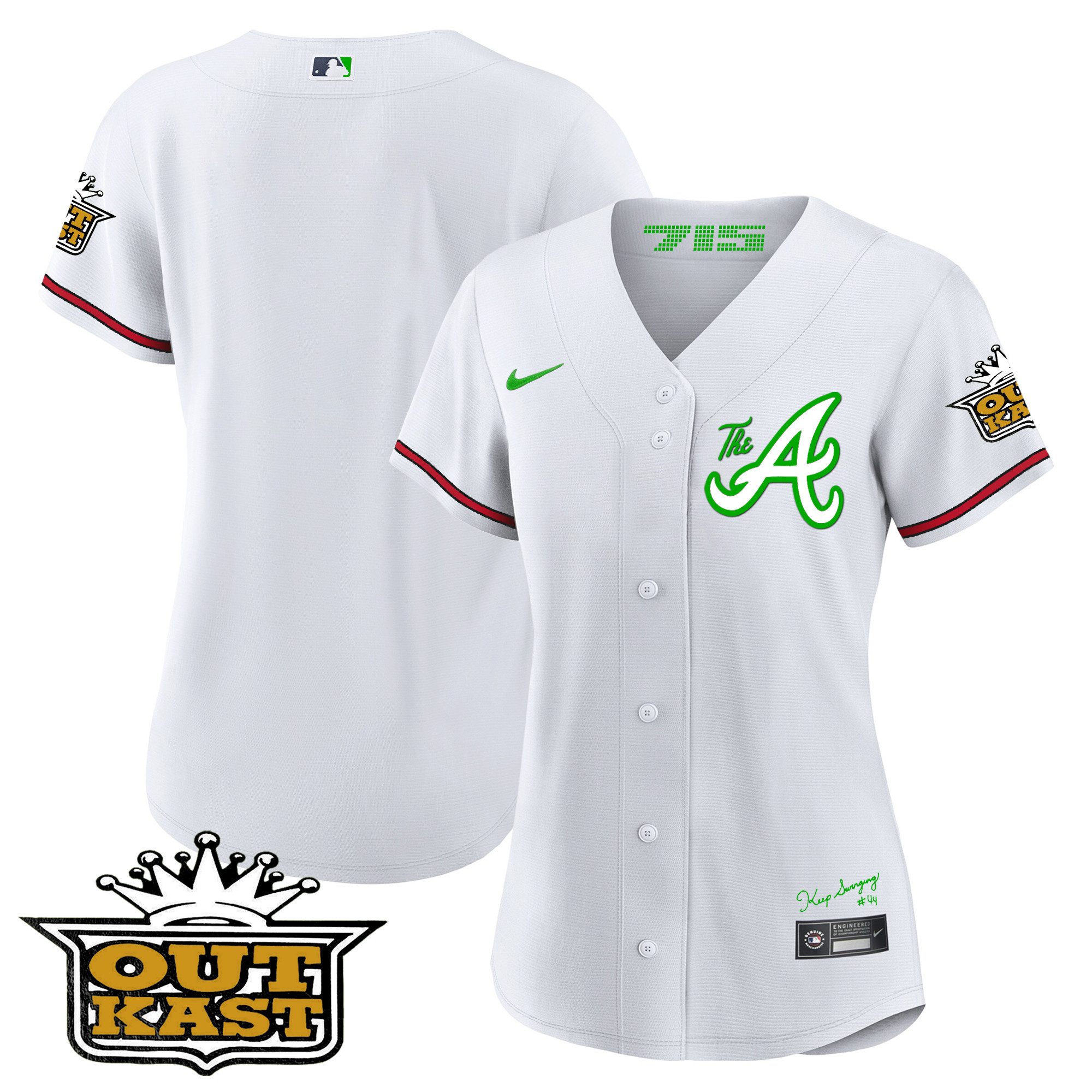 Team Women's Atlanta Braves Atliens The A Baseball White Jersey - All Stitched