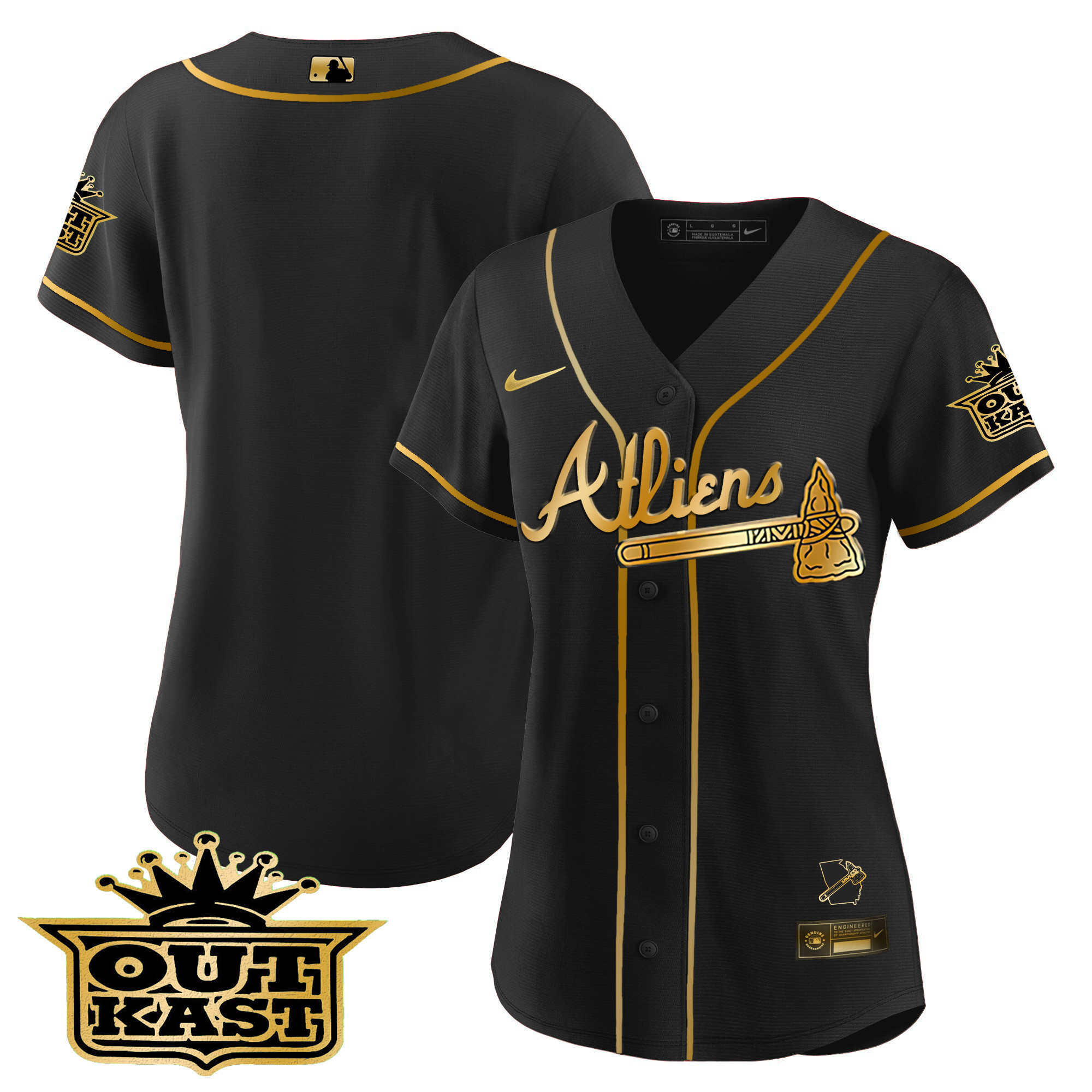 Team Women's Atlanta Braves Atliens V2 Black Limited Jersey - All Stitched