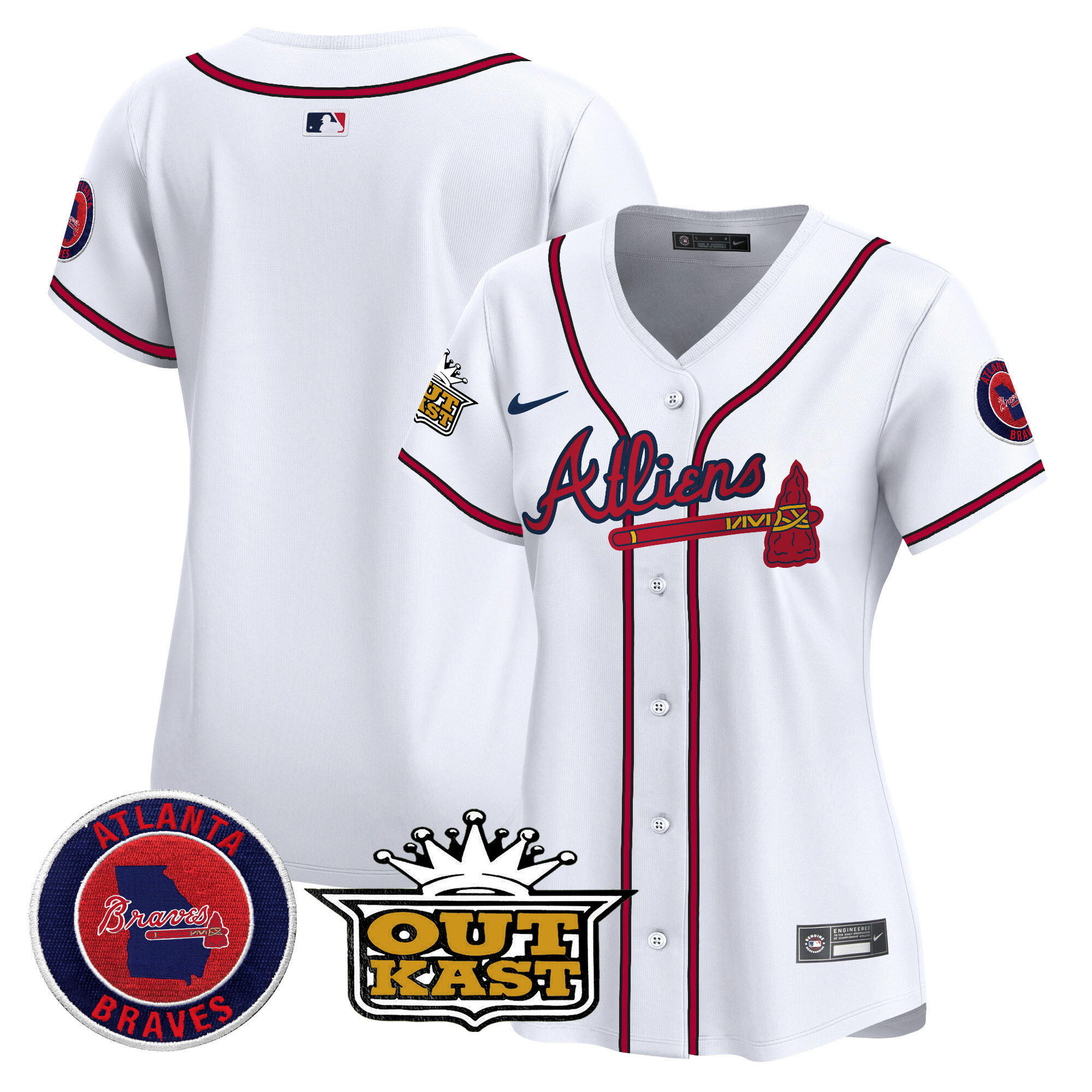 Team Women's Atlanta Braves Atliens Vapor Premier Limited White Jersey - All Stitched