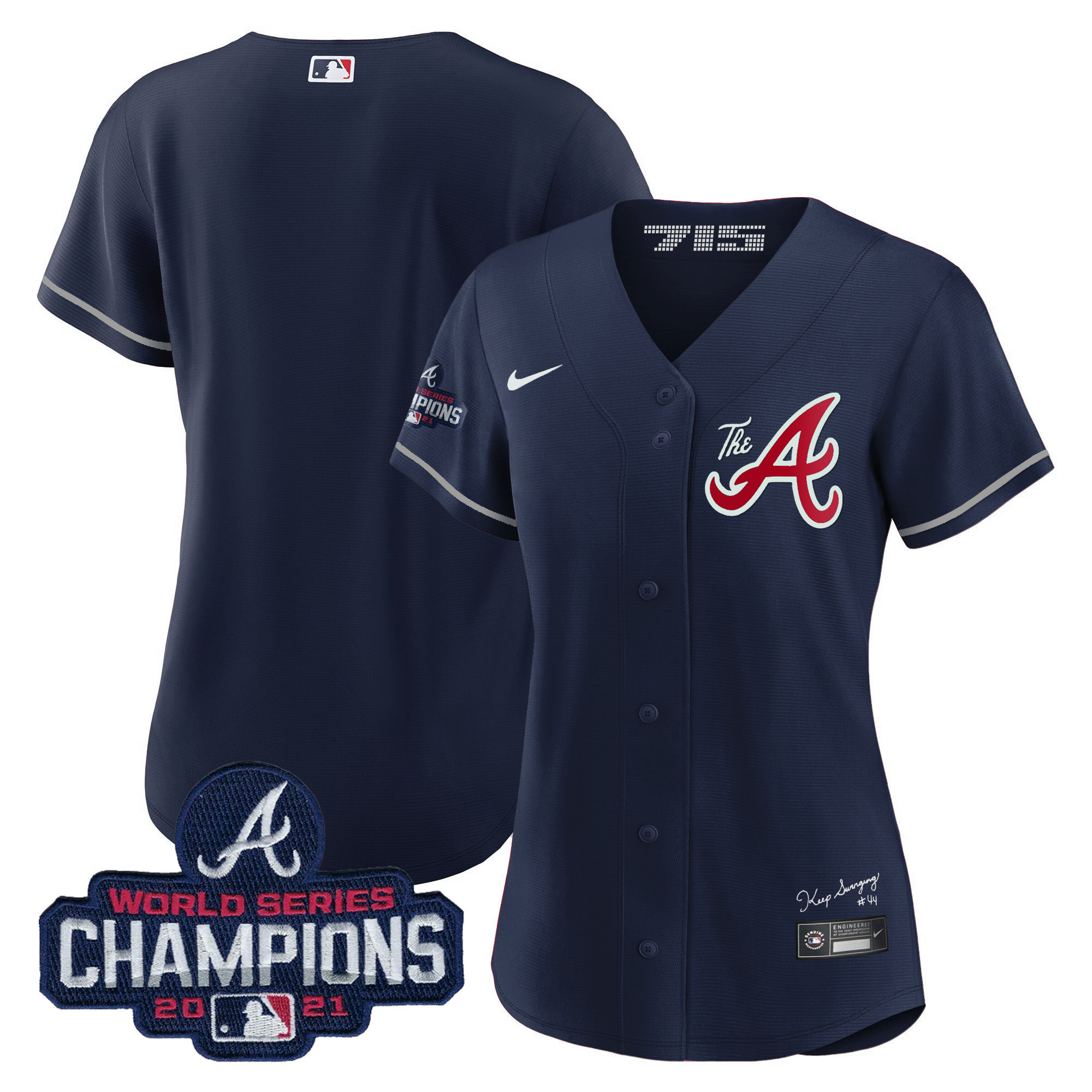 Team Women's Atlanta Braves Champions City Connect Gold Navy Jersey - All Stitched