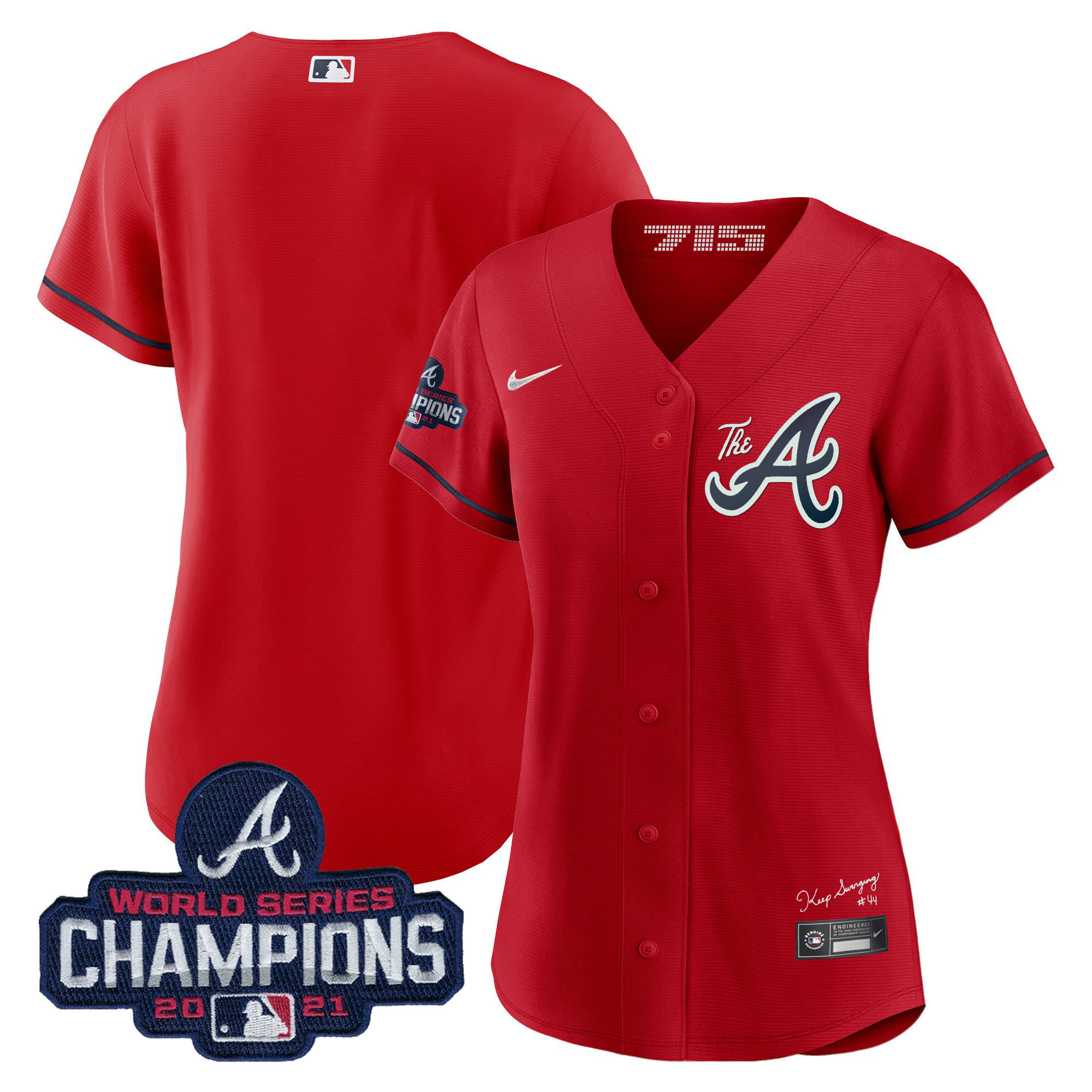 Team Women's Atlanta Braves Champions City Connect Gold Red Jersey - All Stitched