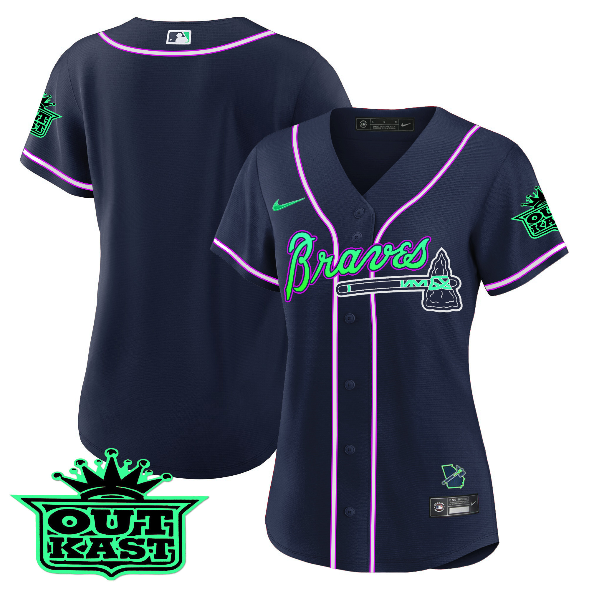 Team Women's Atlanta Braves Outkast Baseball - Galaxy Version Jersey - All Stitched
