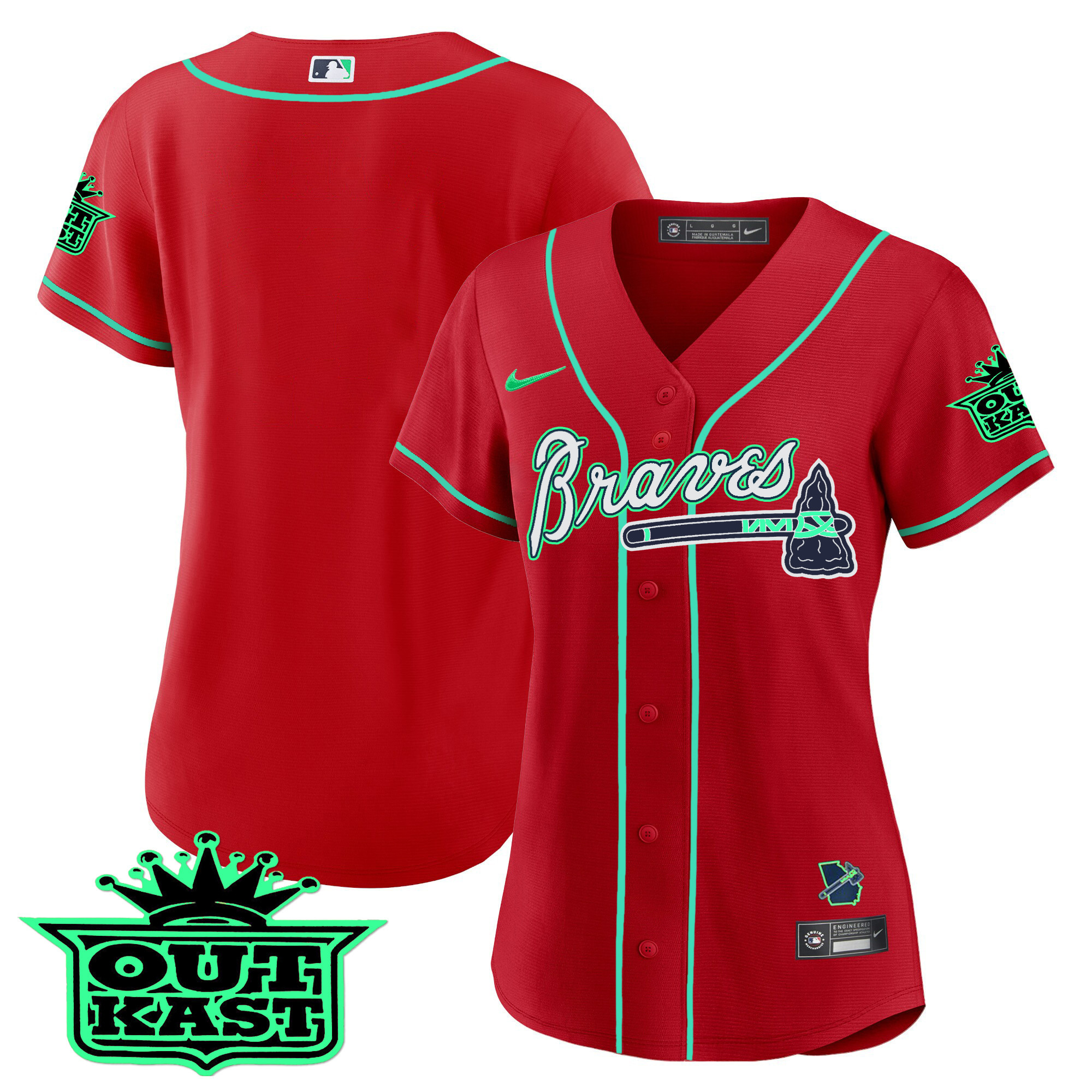 Team Women's Atlanta Braves Outkast Baseball - Galaxy Version Red Jersey - All Stitched