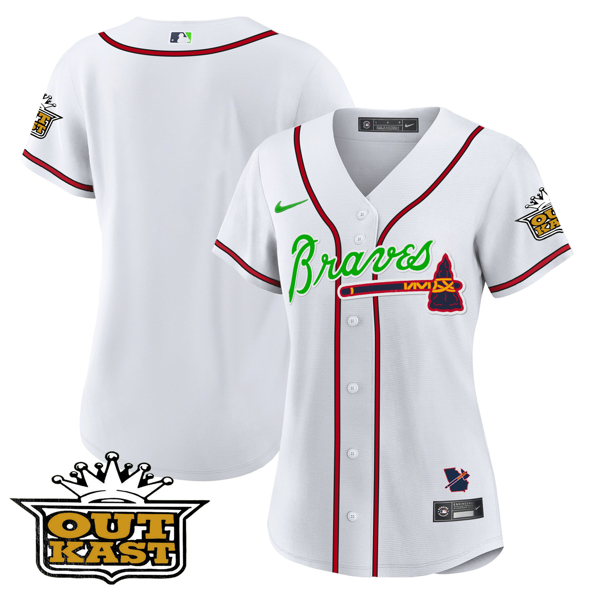 Team Women's Atlanta Braves Outkast Baseball V2 White Jersey - All Stitched
