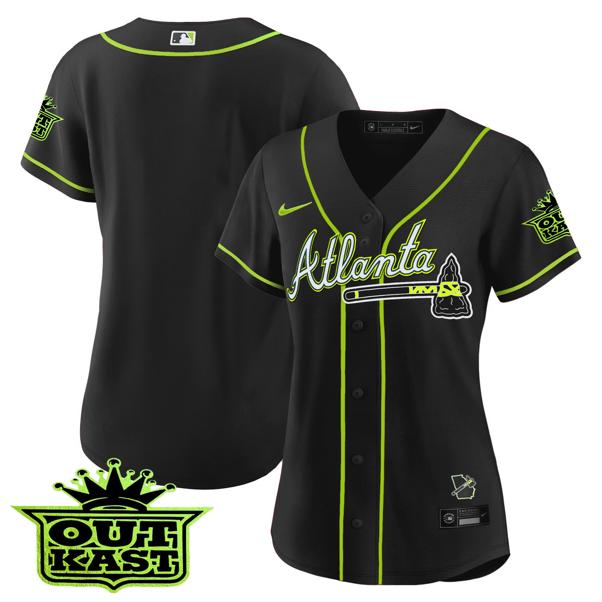 Team Women's Atlanta Braves Outkast Baseball V3 Black Jersey - All Stitched